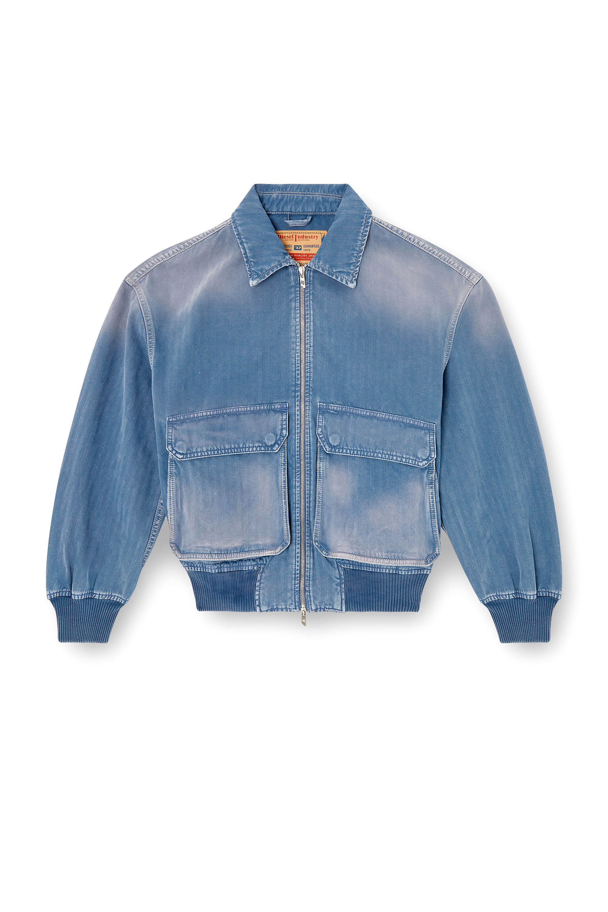 Diesel - D-KURZ, Veste en denim à chevrons coloré Mixte in Bleu - 2