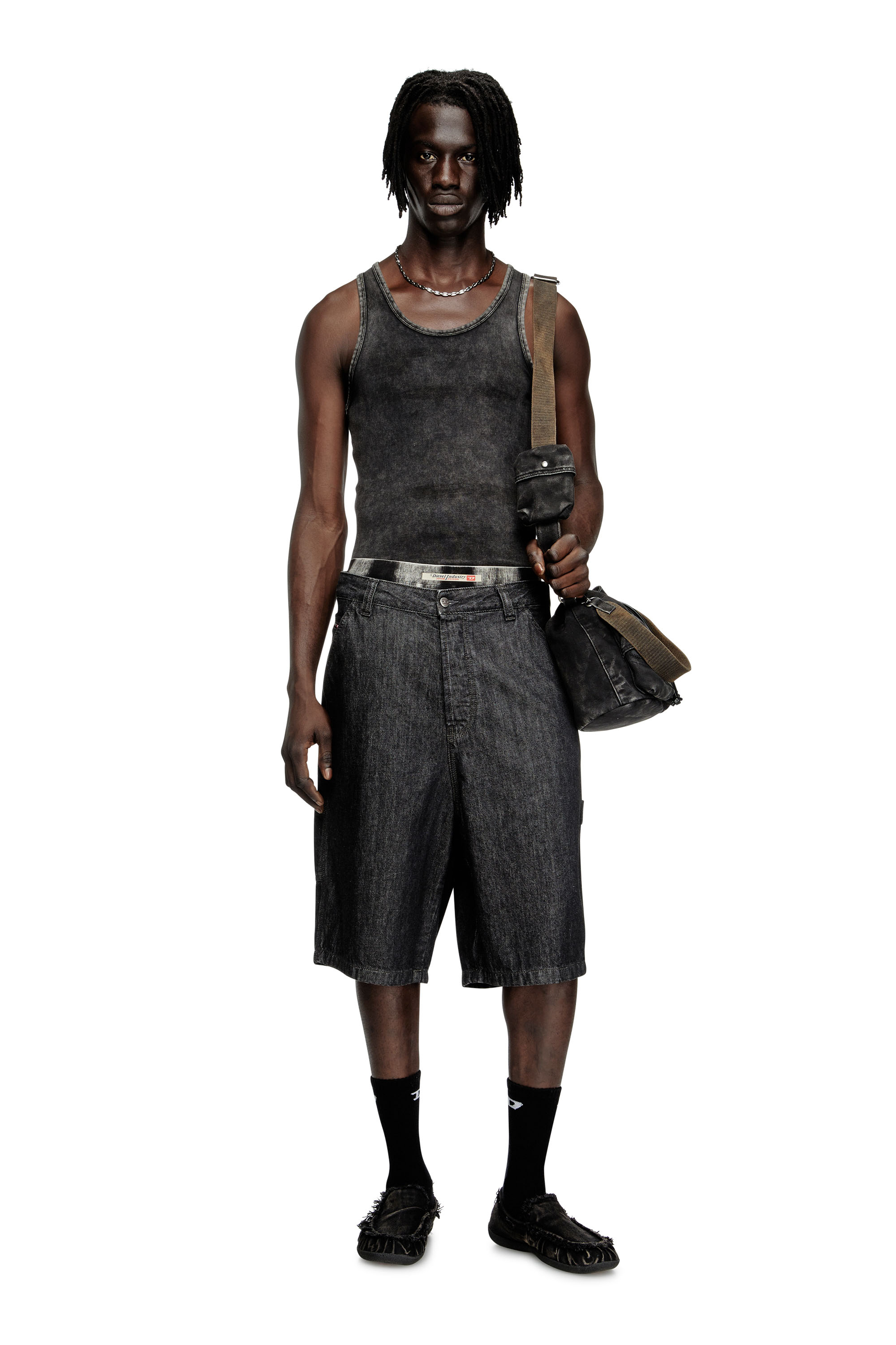 Diesel - D-LIVERY-W-SHORT, Short en denim rinse-wash Homme in Noir - 1