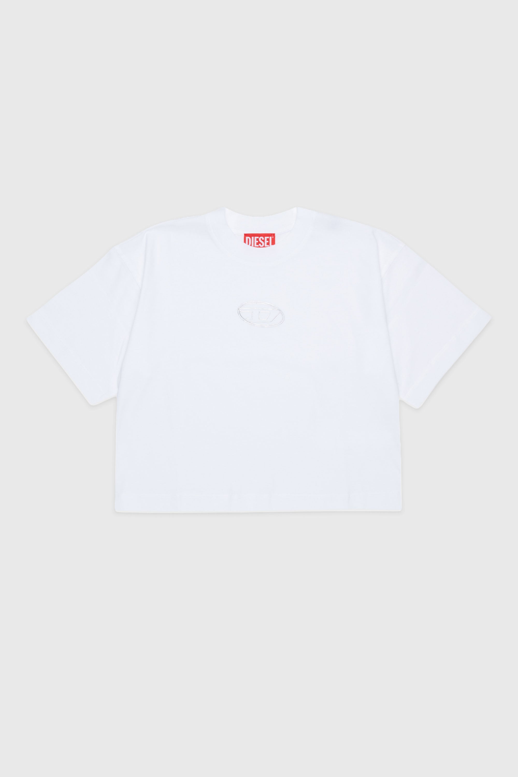 Diesel - TLIXIN, T-shirt cropped avec logo Oval D Femme in Blanc - 2