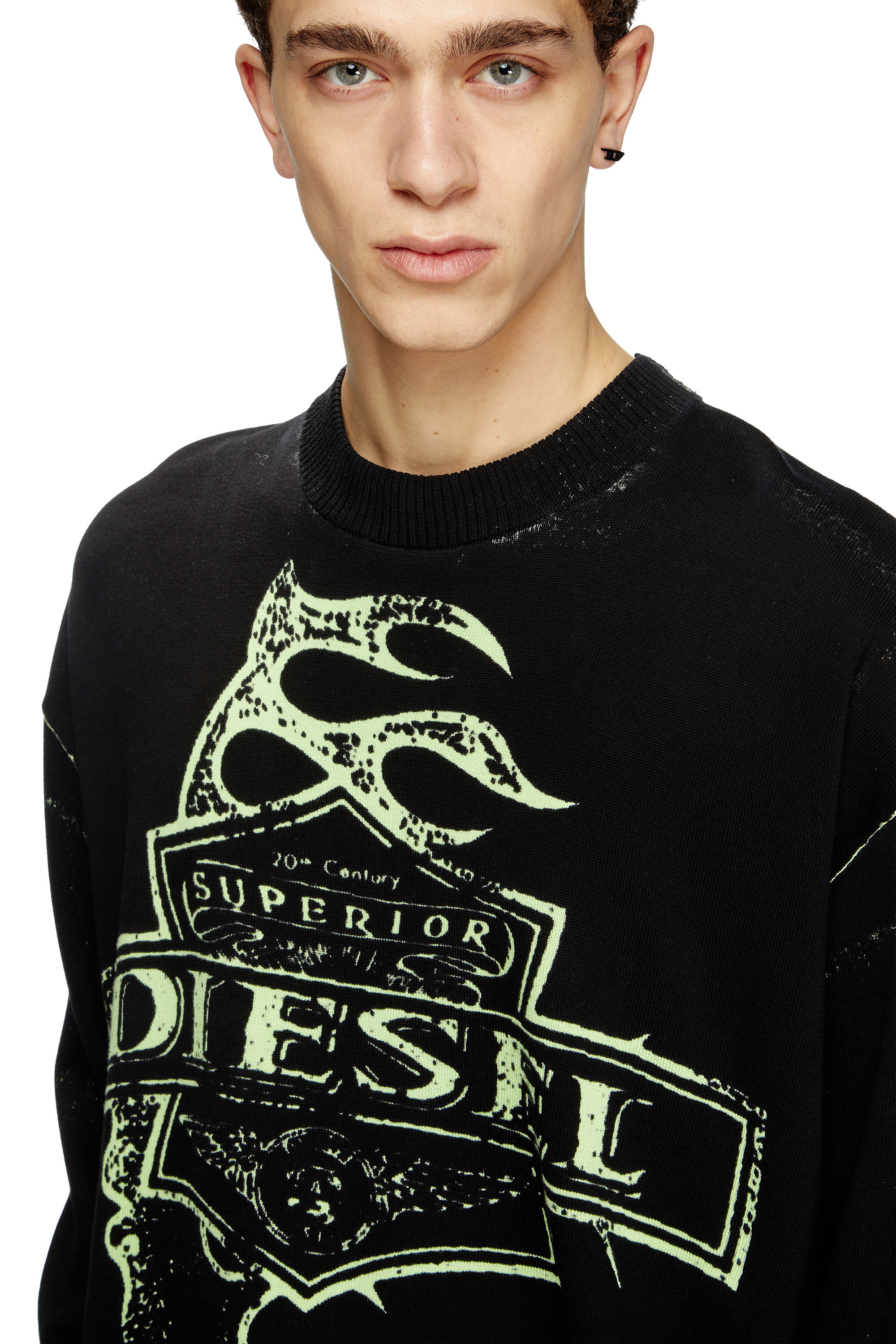 Diesel - K-BELEZ, Pull à logo imprimé inversé Homme in Noir - 5