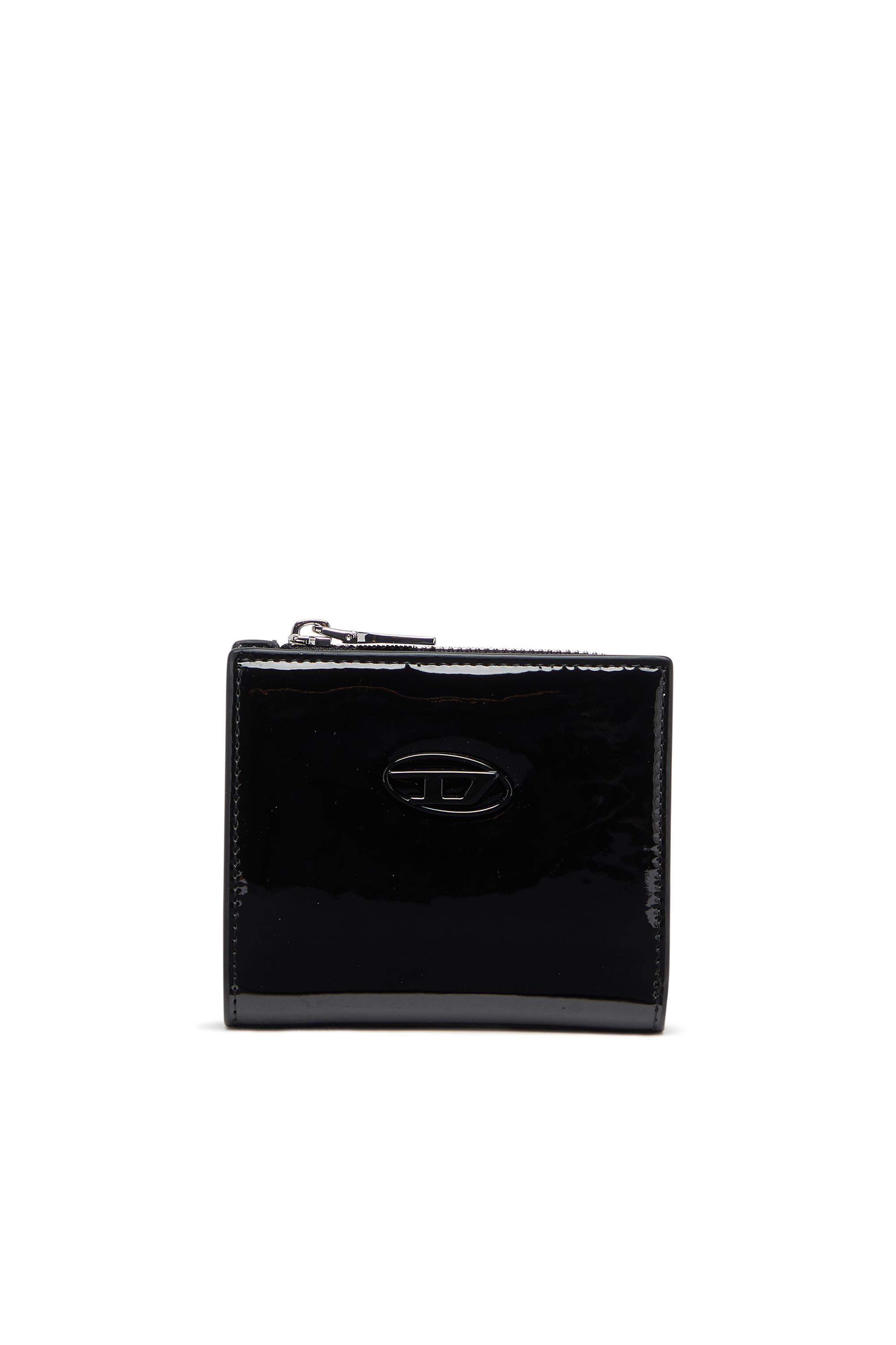 Diesel - PLAY BI FOLD ZIP L, Portefeuille à rabat en PU brillant Femme in Noir - 1