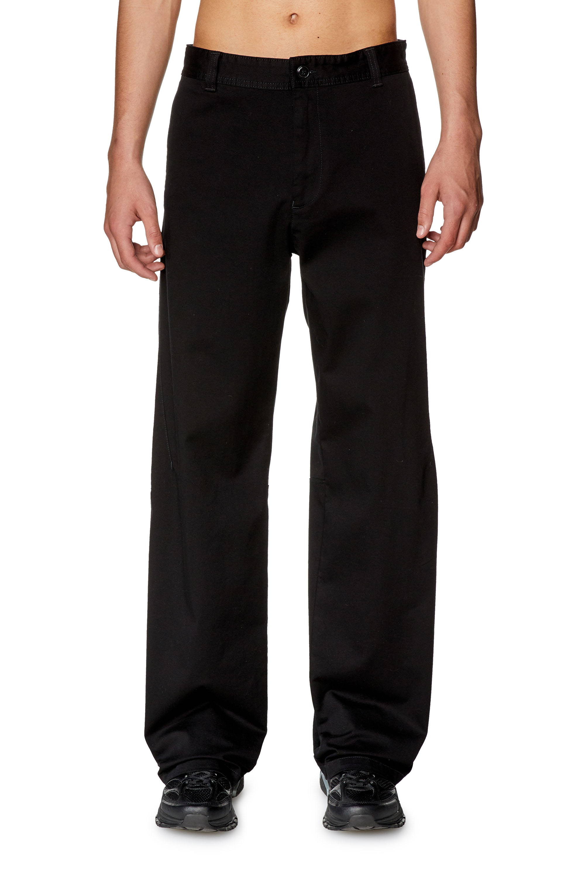 Diesel - P-FRANCK, Pantalon chino en sergé de coton stretch Homme in Noir - 1