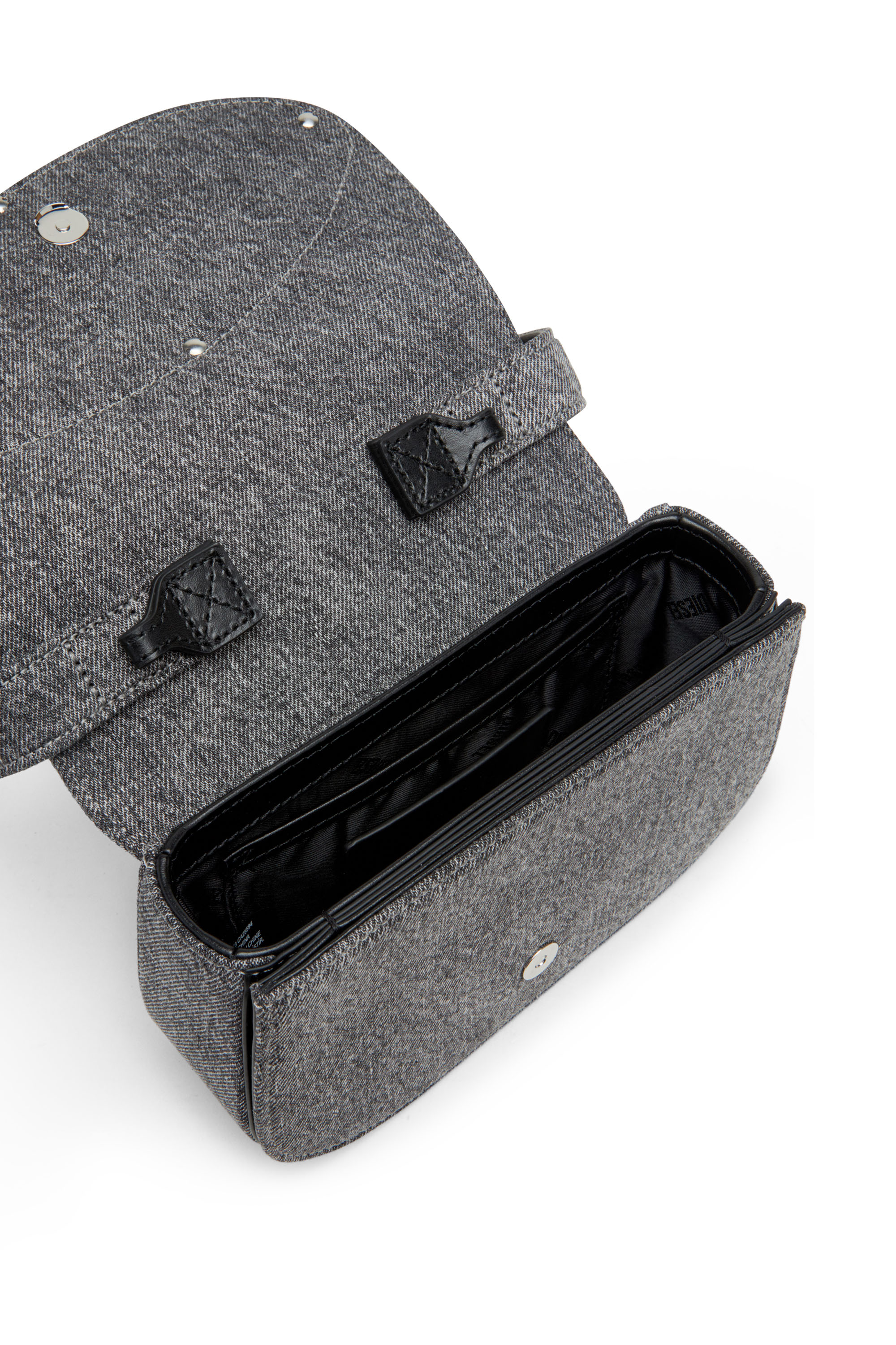 Diesel - 1DR, 1DR-Sac &agrave; bandouli&egrave;re iconique en denim stonewashed Femme in Noir - 4