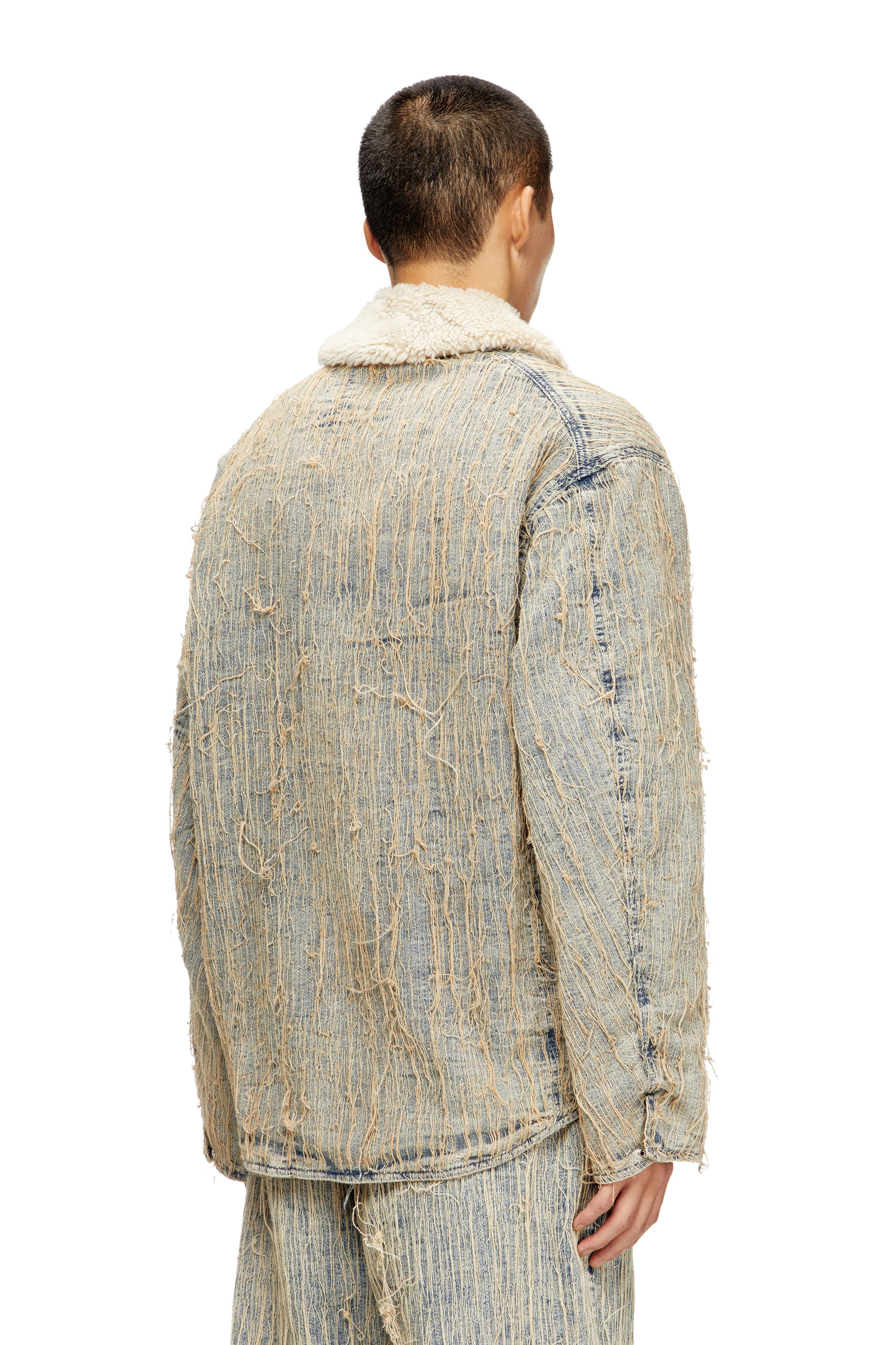 Diesel - D-IVAR-S, Veste en denim jacquard à fils flottants Homme in Bleu - 4