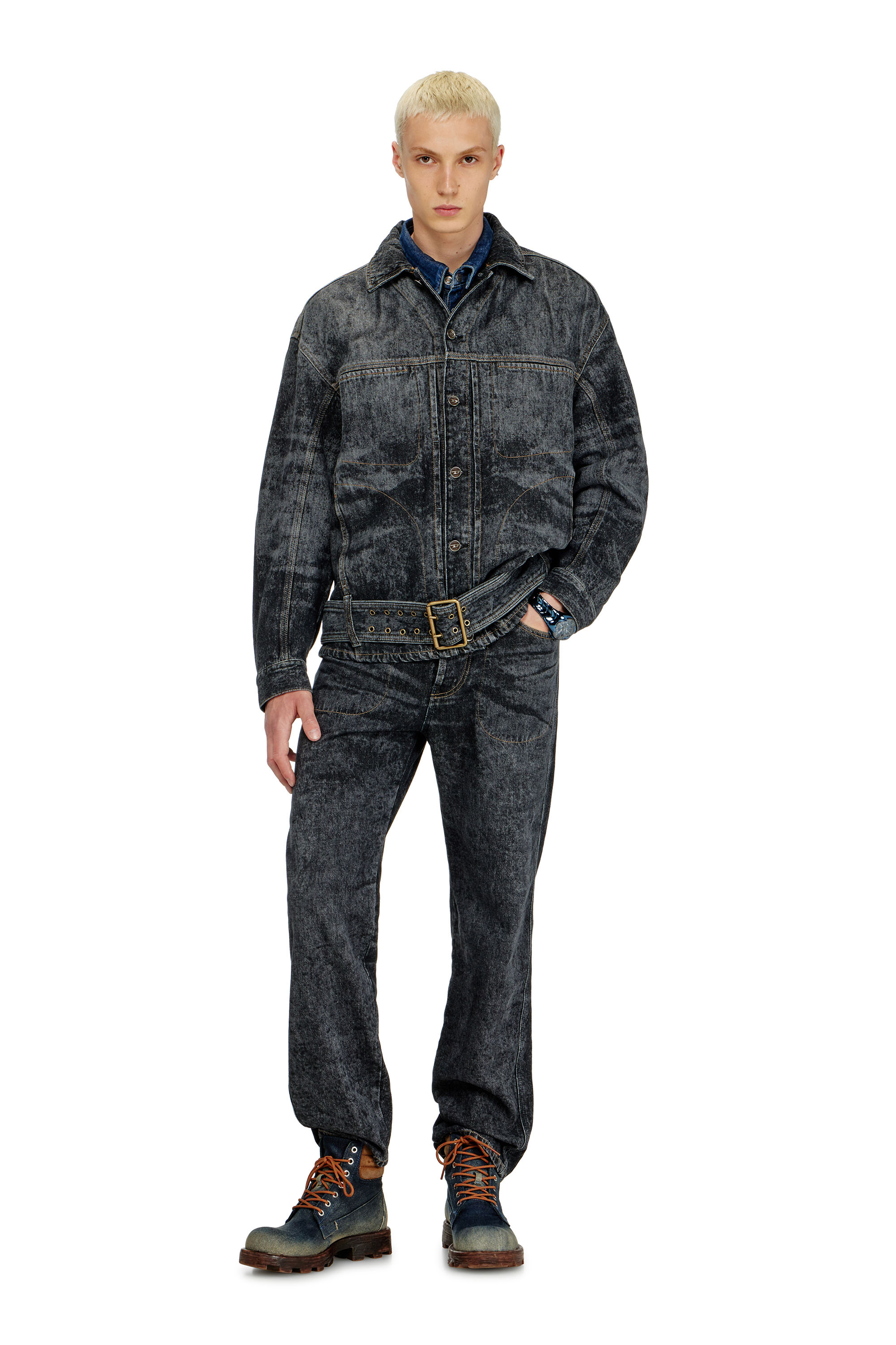 Diesel - D-VALERO-S, Veste en jean inspir&eacute;e des motards Homme in Noir - 2