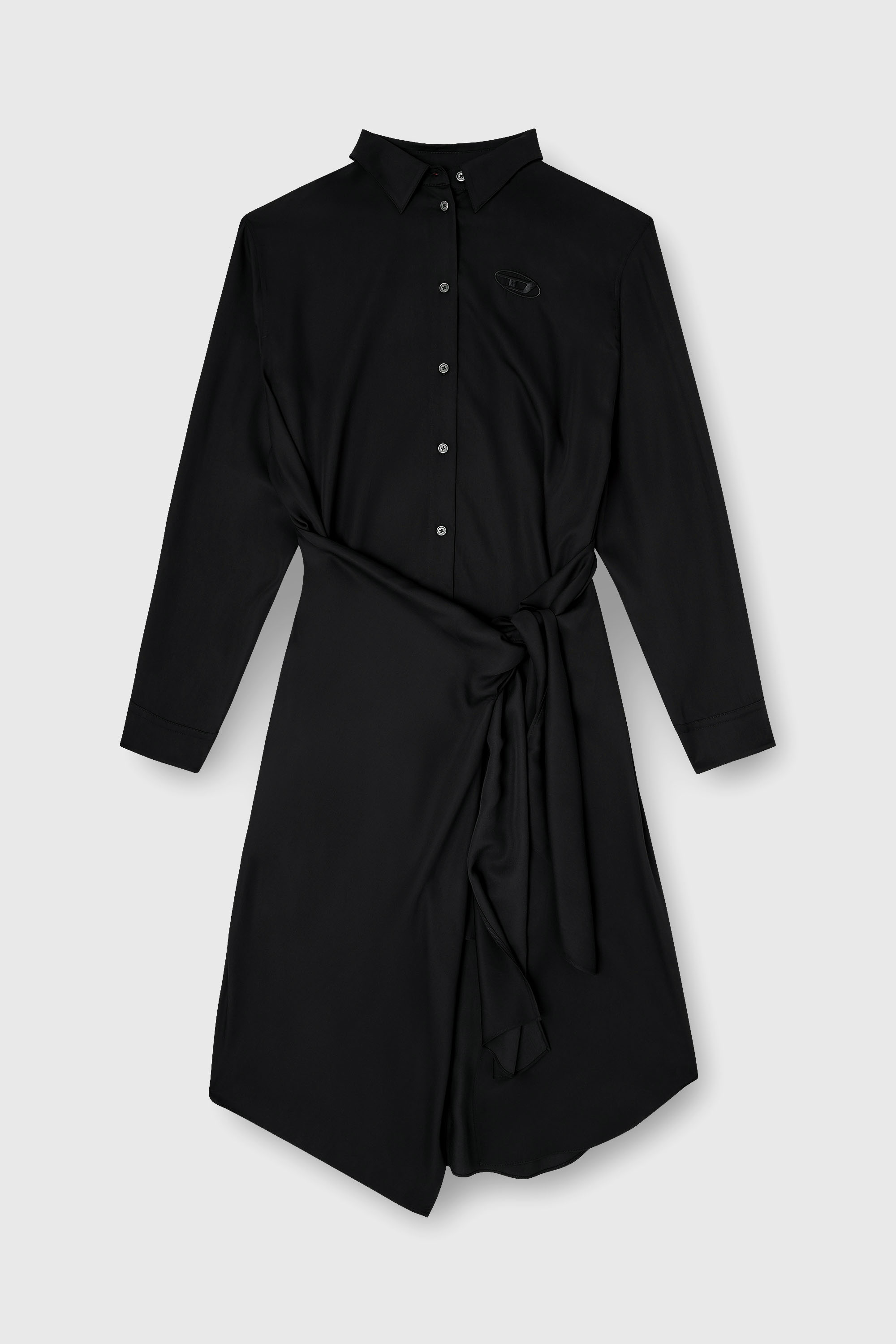 Diesel - D-ILETTA-S1, Robe-chemise midi avec d&eacute;tail torsad&eacute; Femme in Noir - 2