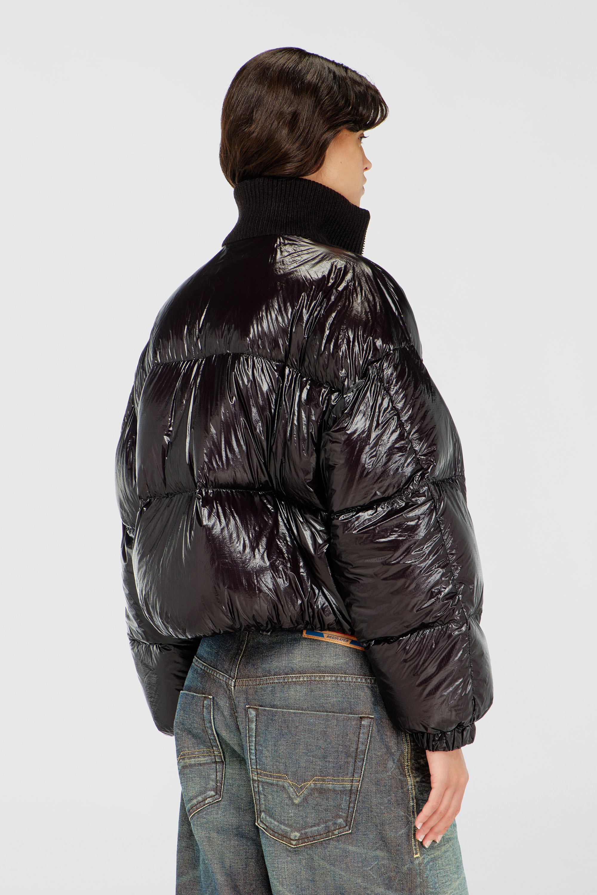 Diesel - W-ARRIOR, Doudoune en ripstop avec col en maille Femme in Noir - 4