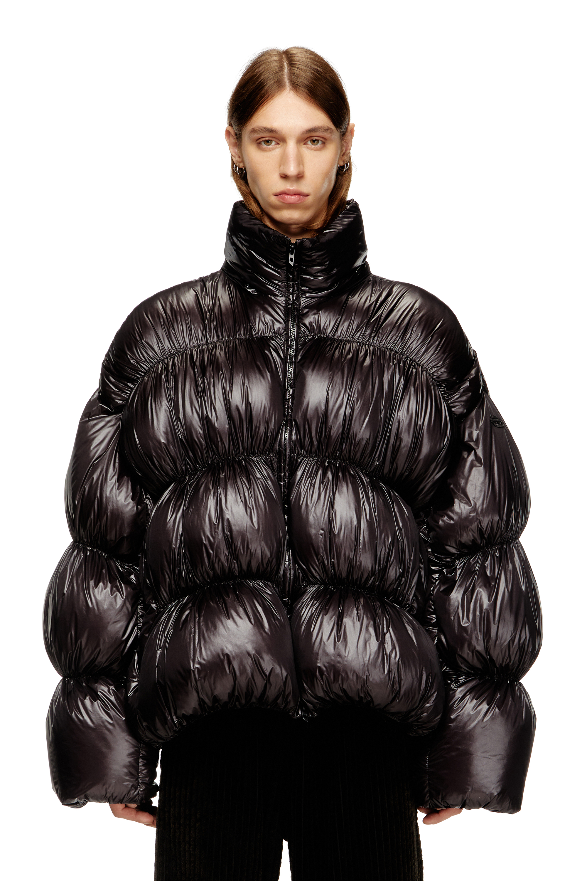 Diesel - W-CHOCO, Doudoune à capuche avec effet bulles Homme in Noir - 1