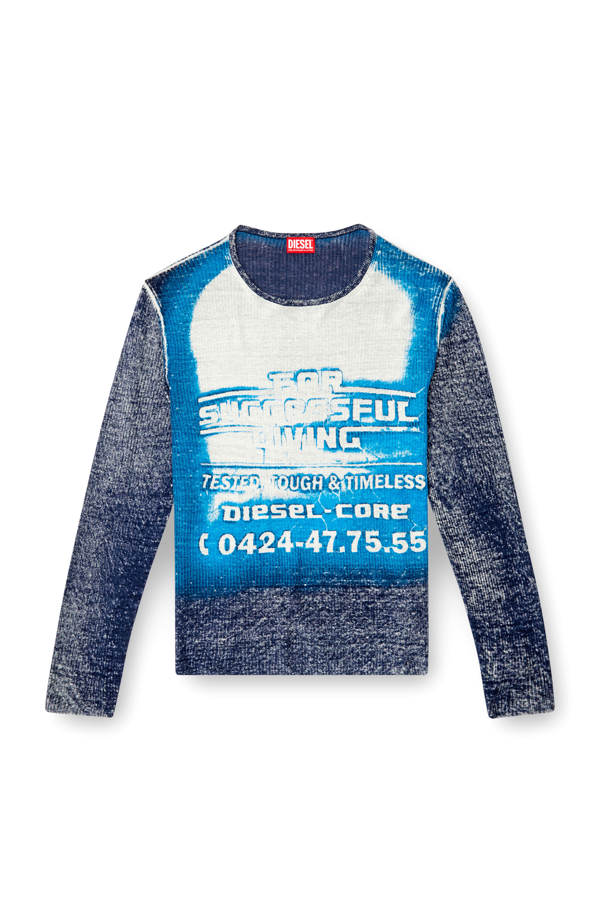 Diesel - K-ROD, Pull en lin avec logo graphique Homme in Bleu - 3