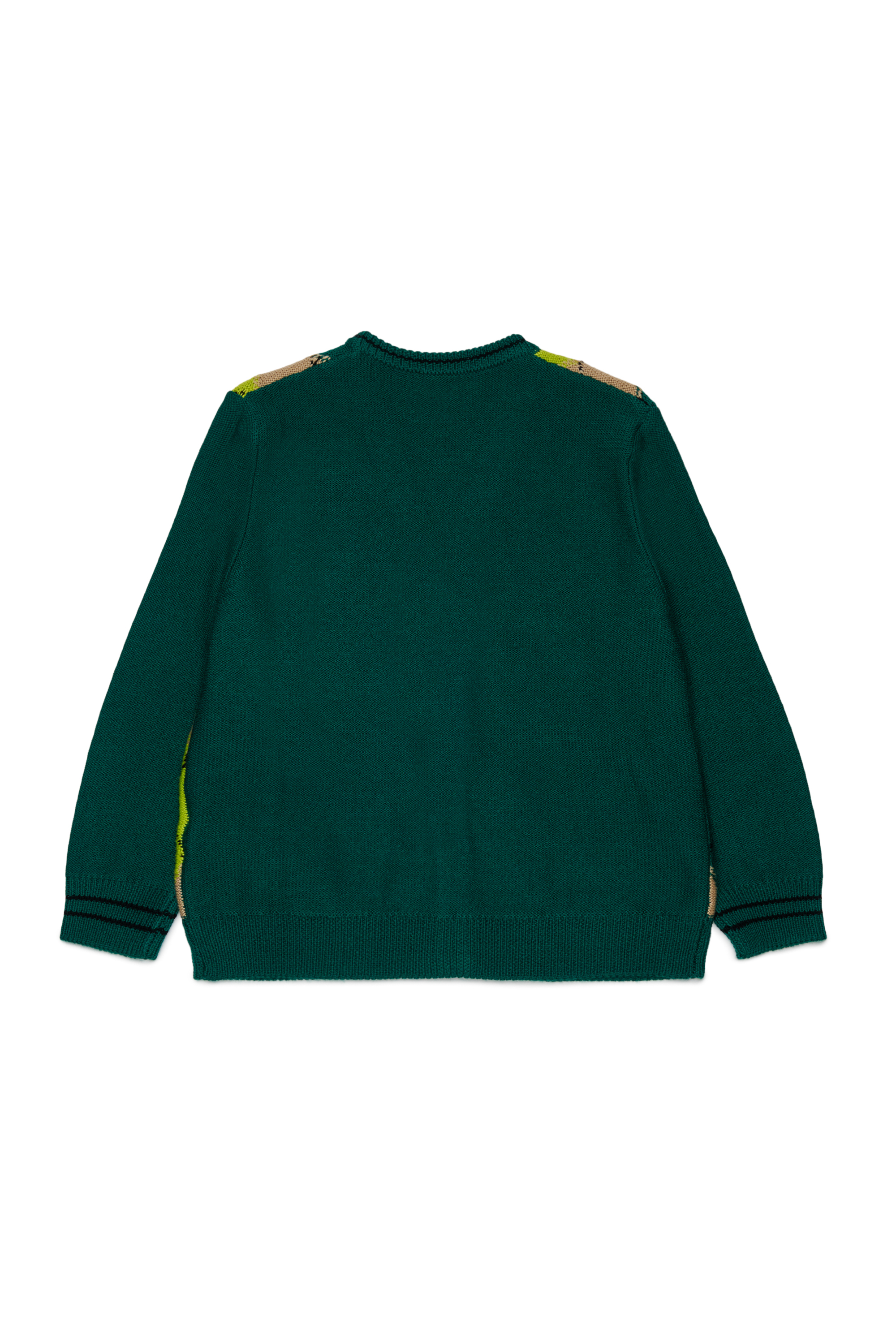 Diesel - KROMYCARDIGAN OVER, Cardigan en laine m&eacute;lang&eacute;e &agrave; motif argyle Mixte in Vert - 2