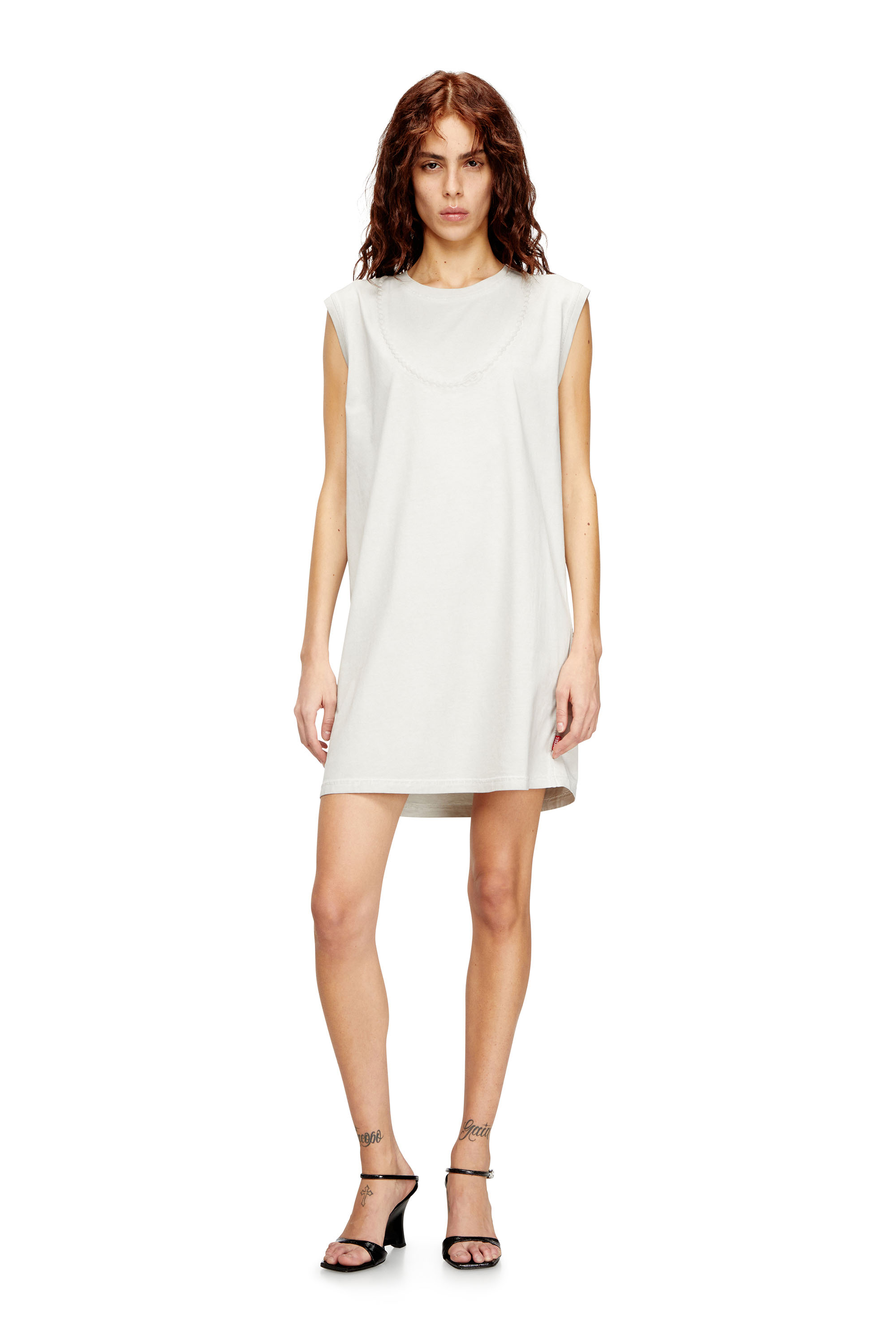 Diesel - D-EMB, Robe courte en coton avec chaîne en relief Femme in ToBeDefined - 2
