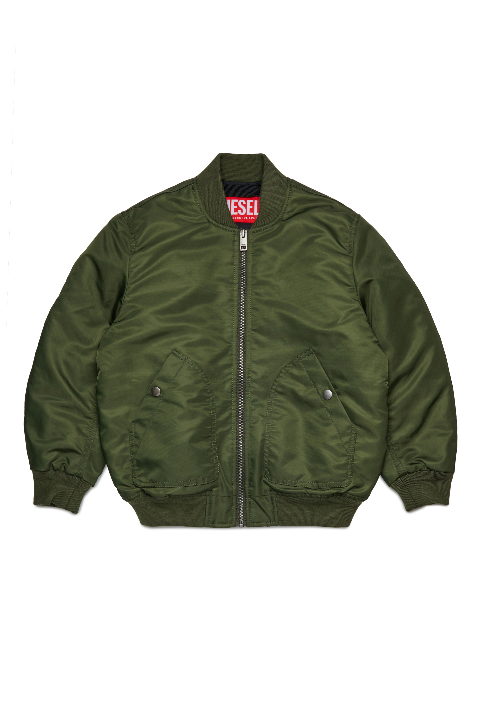 Diesel - JHELD, Blouson bomber en nylon avec logo brodé Homme in Vert - 1