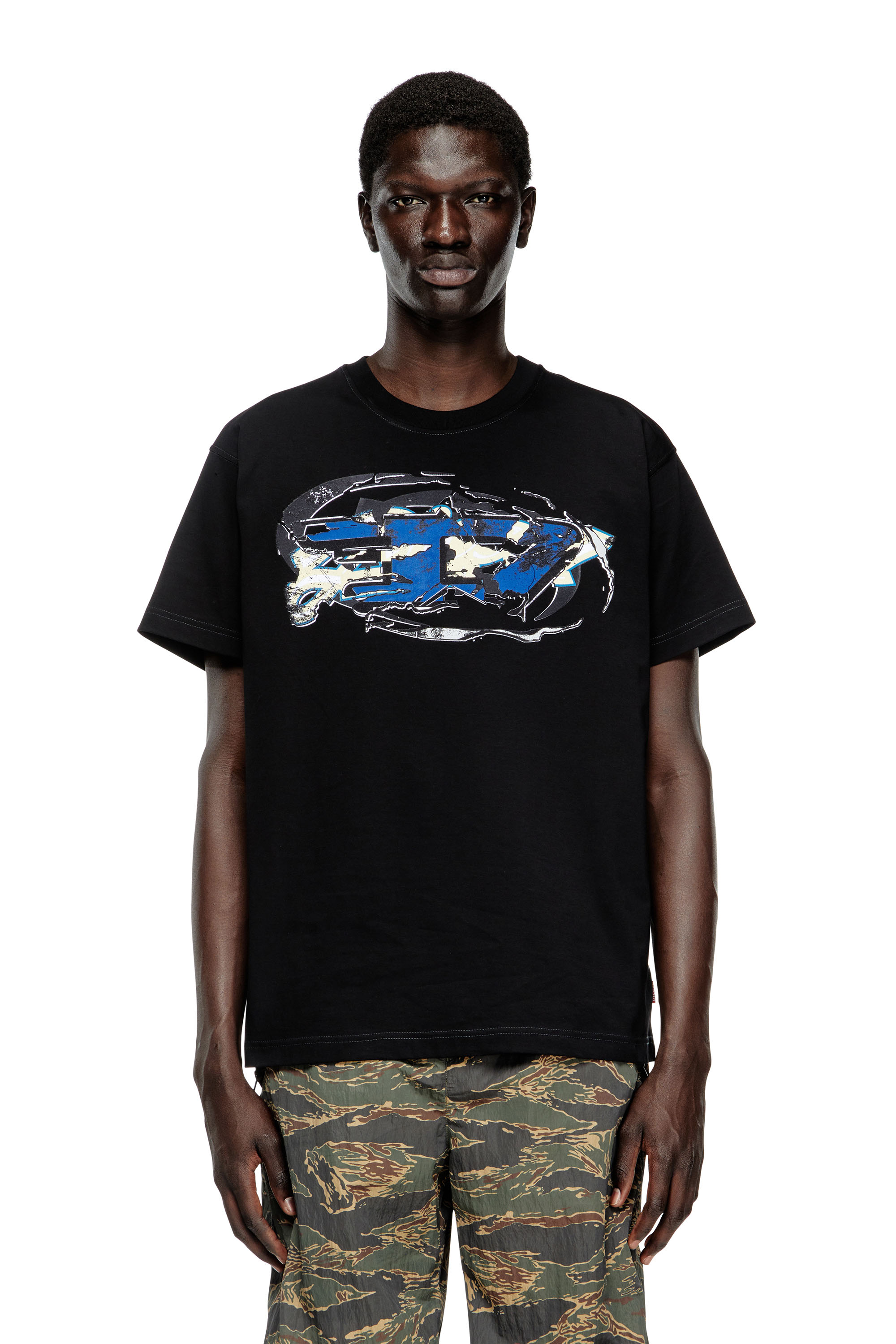 Diesel - T-NORM-T11, T-shirt avec logo Oval D Homme in Noir - 1