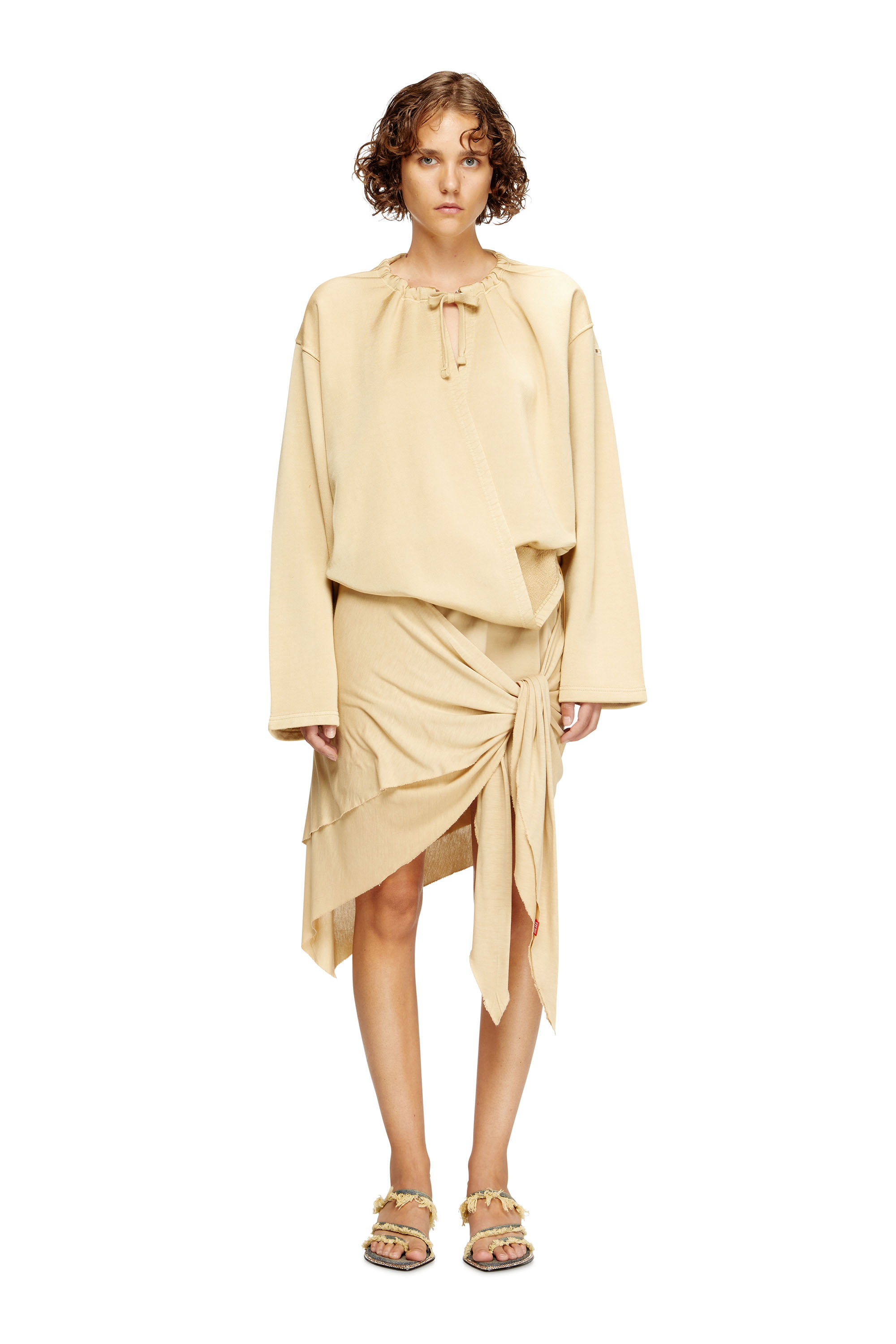 Diesel - D-CREED, Robe drapée avec jupe froncée Femme in Beige - 3