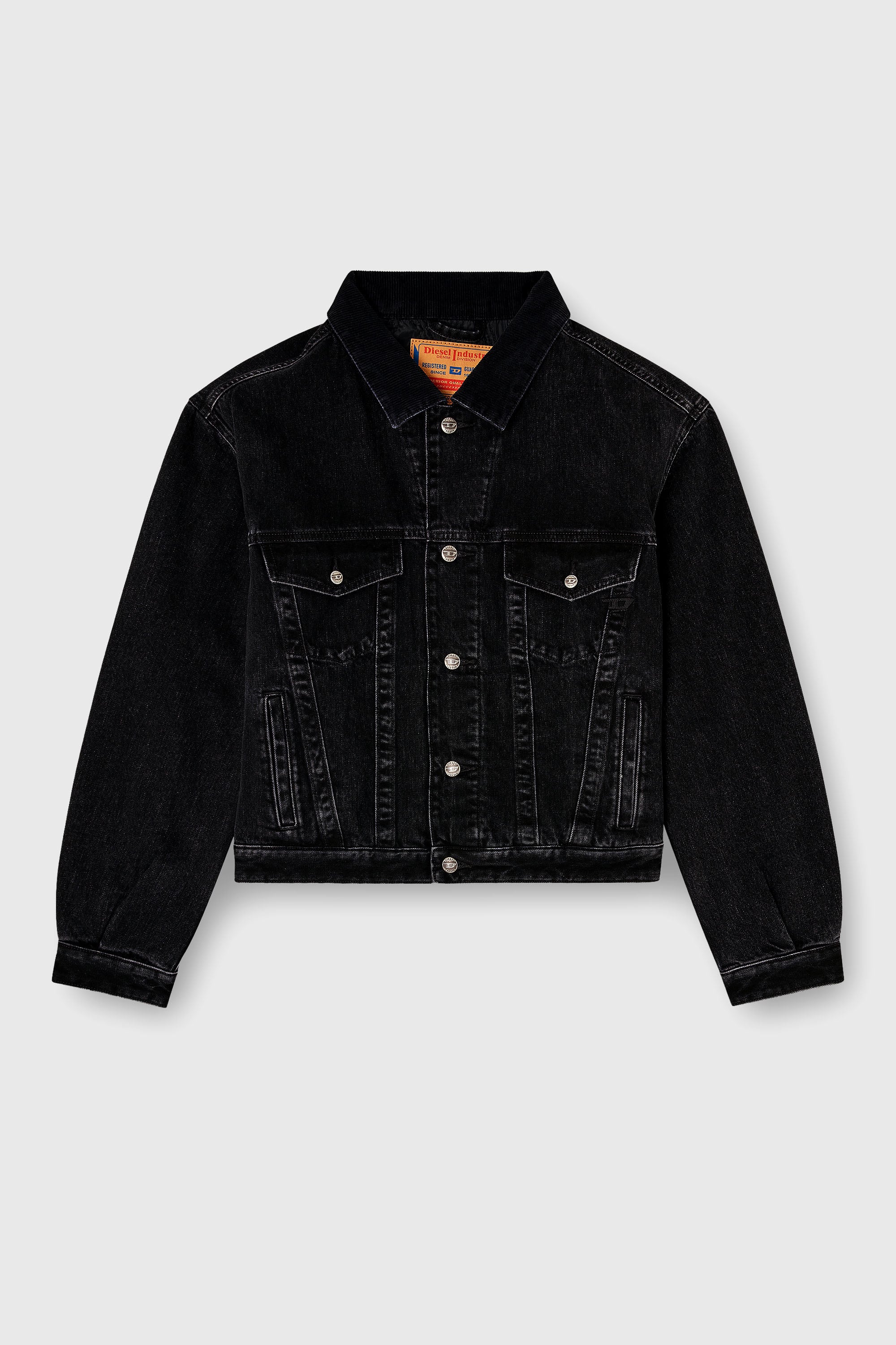 Diesel - D-RANGER-T, Veste rembourr&eacute;e de camionneur en denim Mixte in Noir - 2
