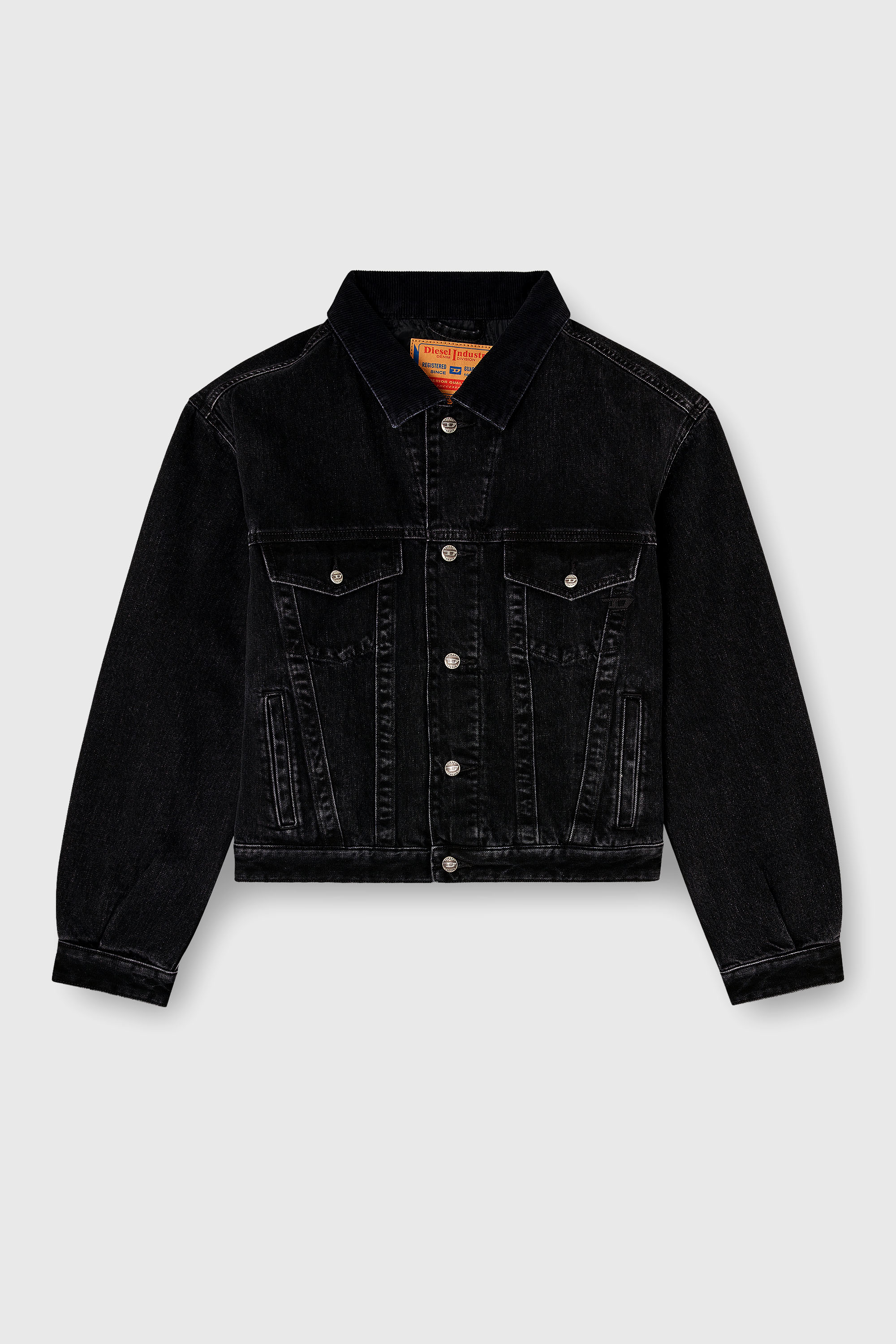 Diesel - D-RANGER-T, Veste rembourr&eacute;e de camionneur en denim Mixte in Noir - 2