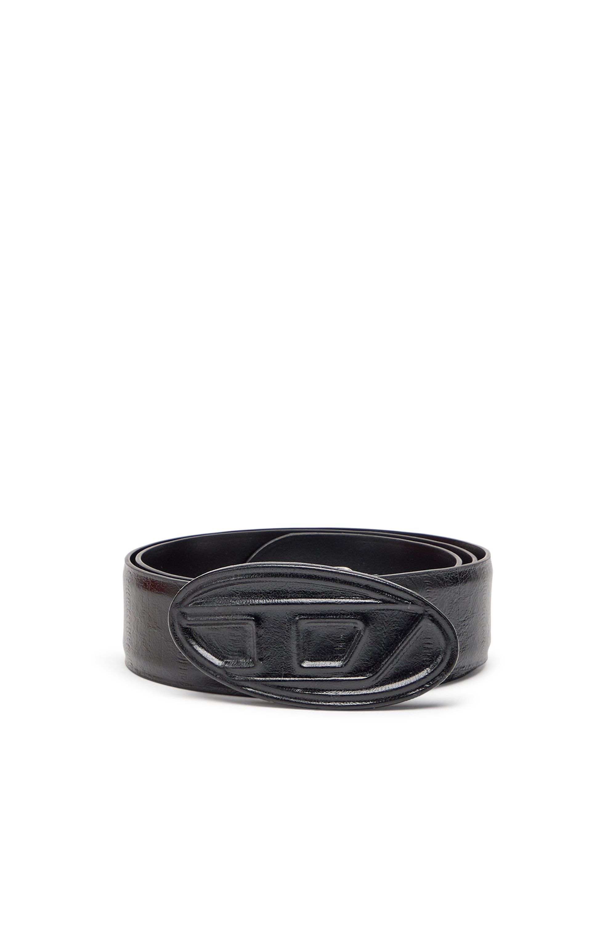 Diesel - B-1DR EMBRACED, Ceinture de 4 cm en cuir effet anguille Homme in Noir - 1