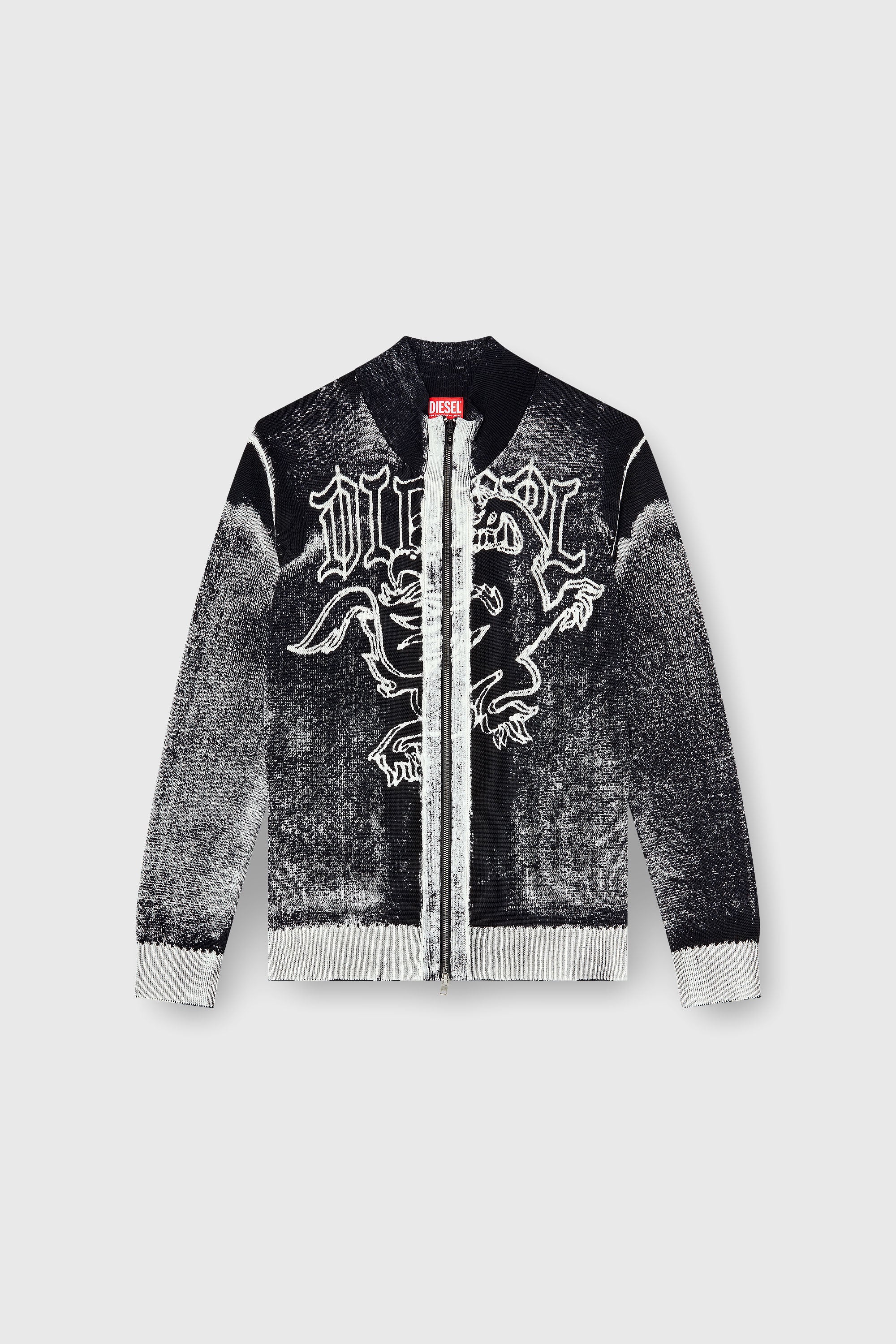 Diesel - K-LAUROS, Cardigan zip trait&eacute; avec motif griffon Homme in Polychrome - 2
