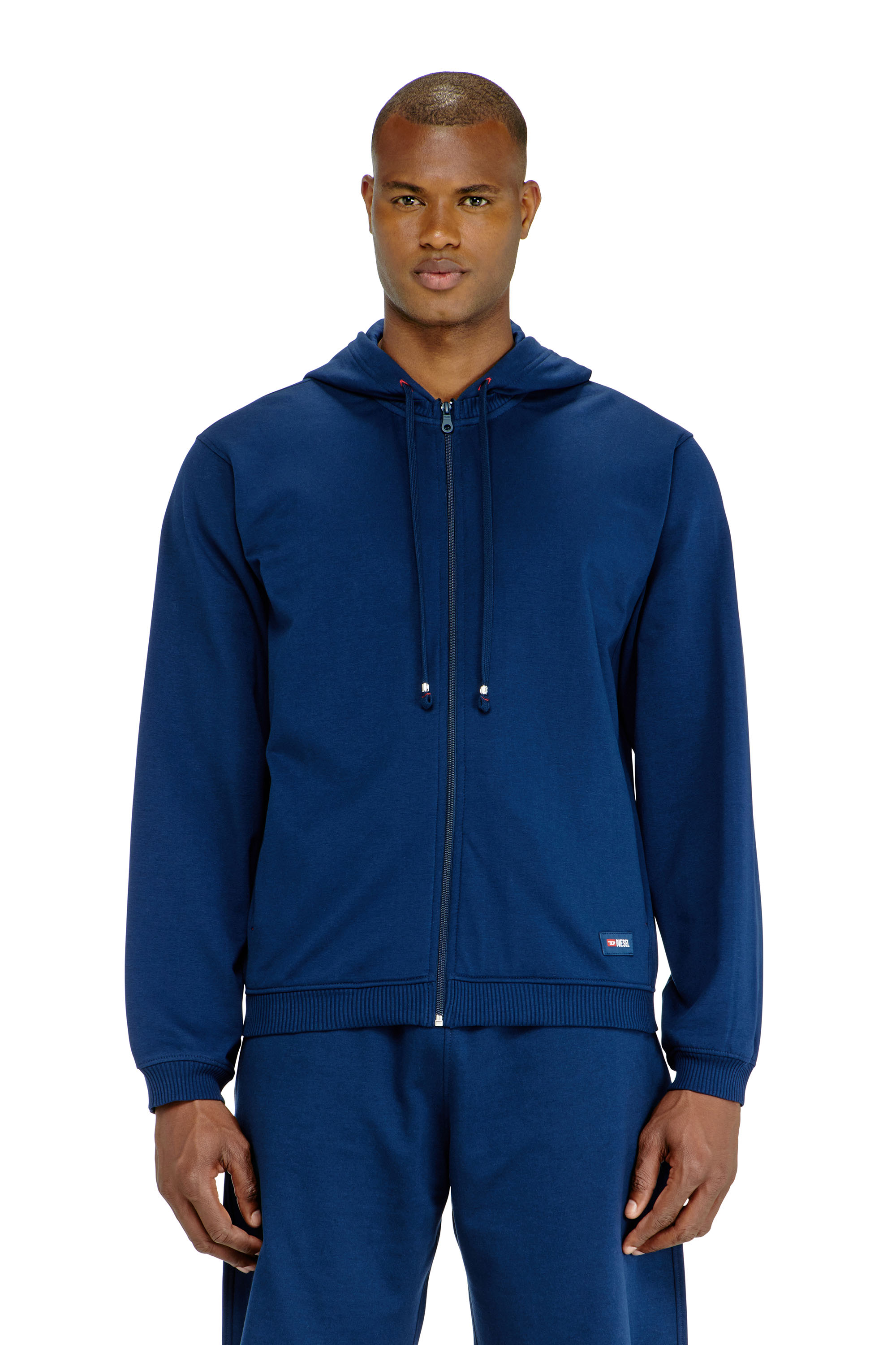 Diesel - JOY-D-CORE, Sweat &agrave; capuche en m&eacute;lange de coton gratt&eacute; Homme in Bleu - 2