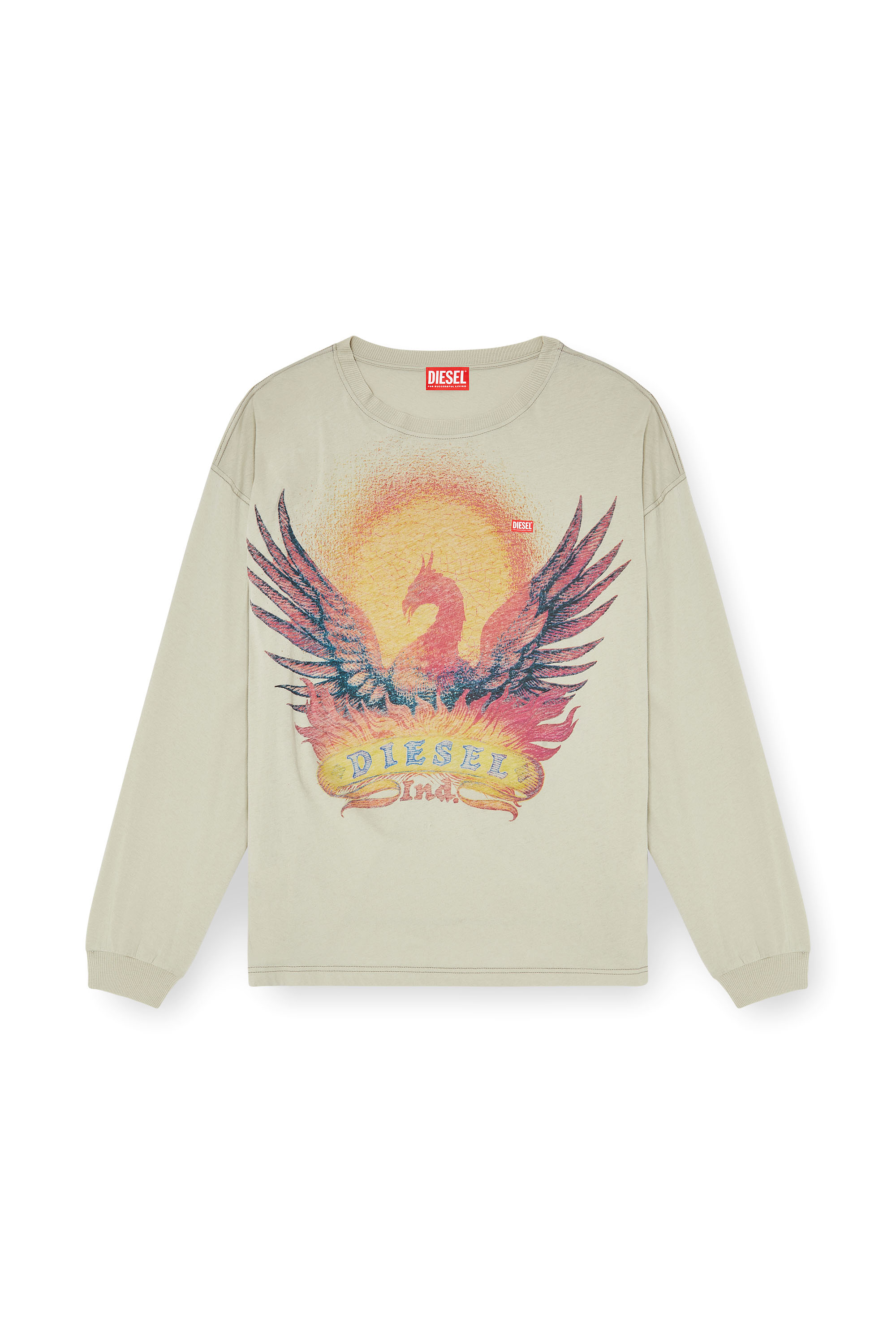 Diesel - T-BOXT-LS-AA1, T-shirt &agrave; manches longues avec motif Phoenix Homme in Beige - 3