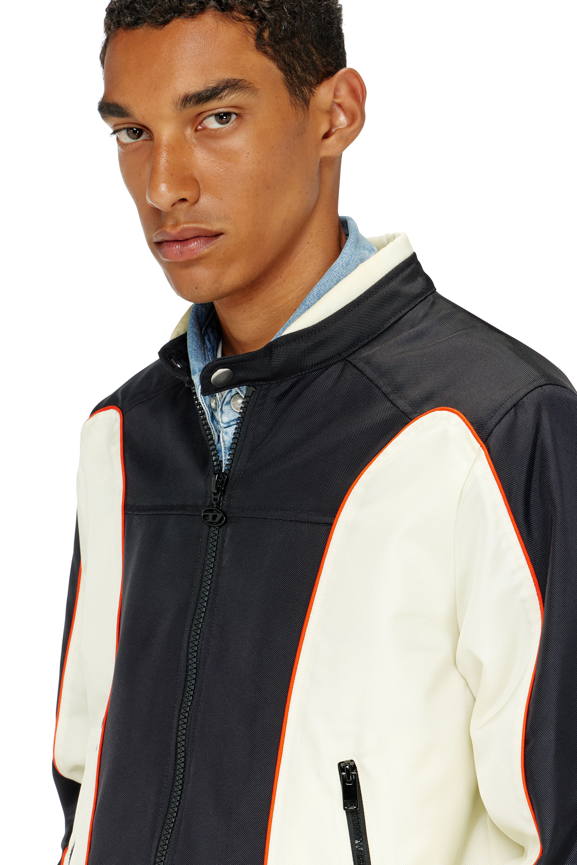 Diesel - J-BLINK-A, Veste biker color-block avec passepoil Homme in Polychrome - 5