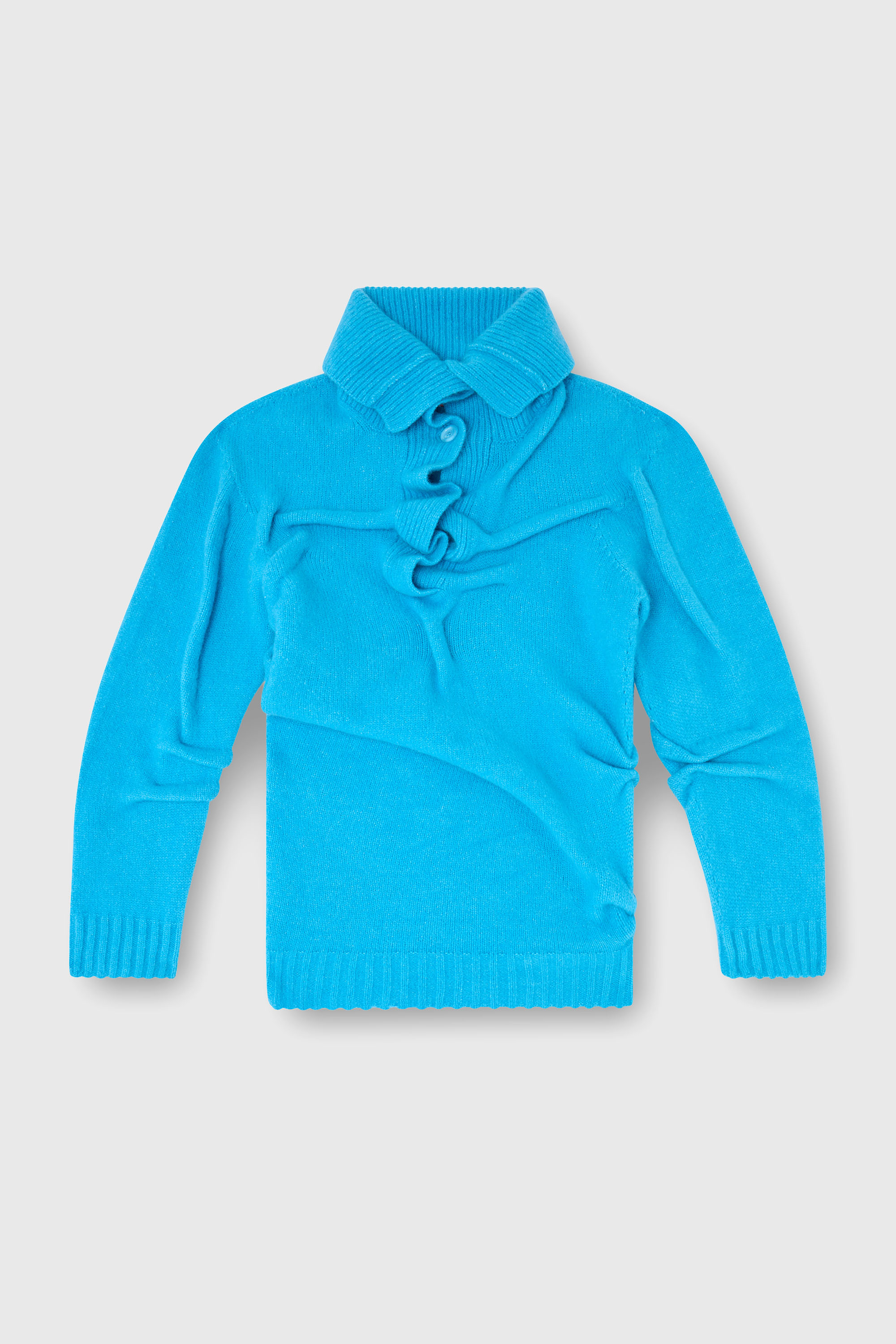 Diesel - M-AMARY, Pull &agrave; col boutonn&eacute; en maille foul&eacute;e &agrave; texture froiss&eacute;e Femme in Bleu - 2