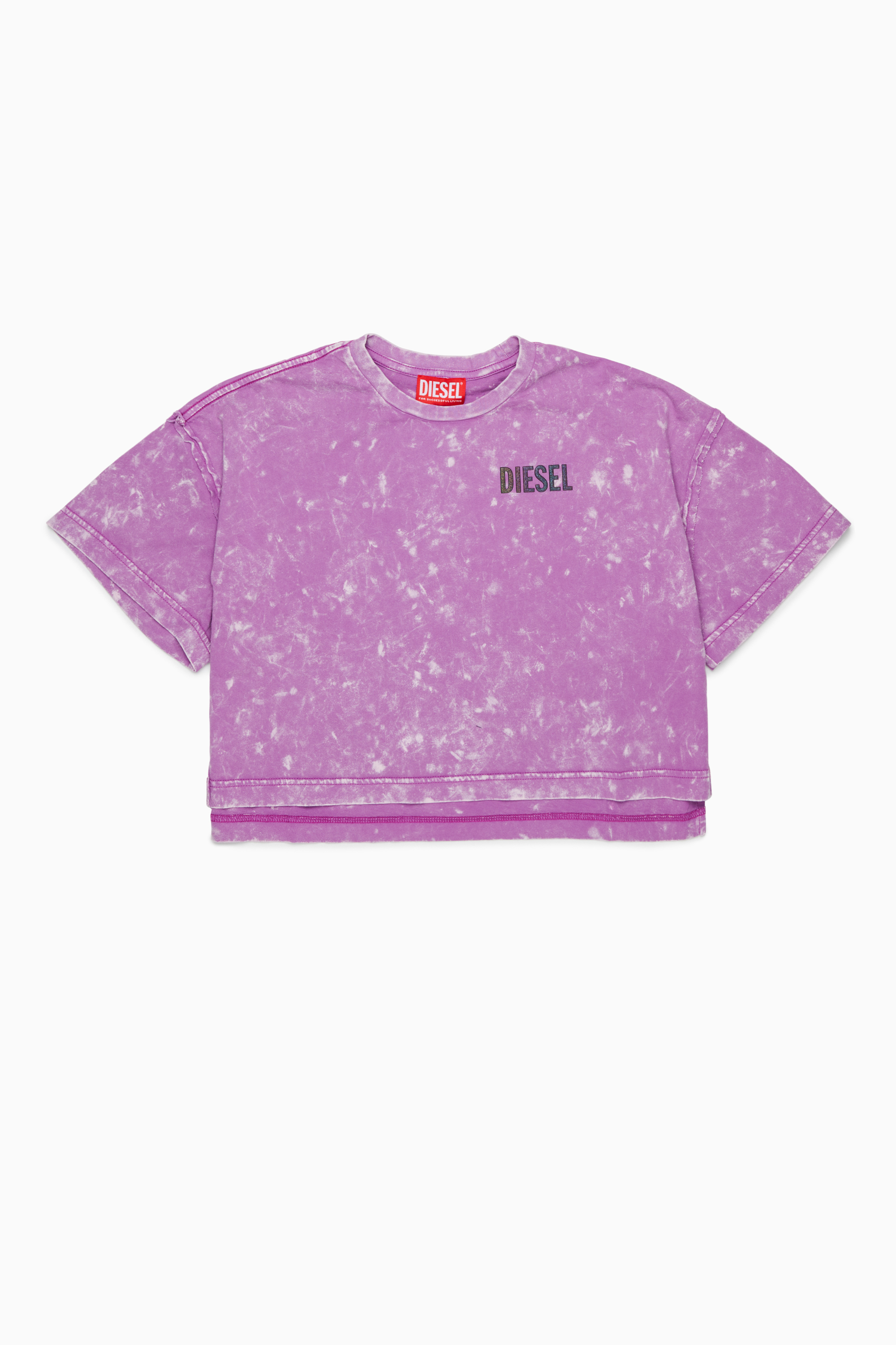 Diesel - TLOXY, T-shirt cropped avec effet tie-dye Femme in Violet - 1