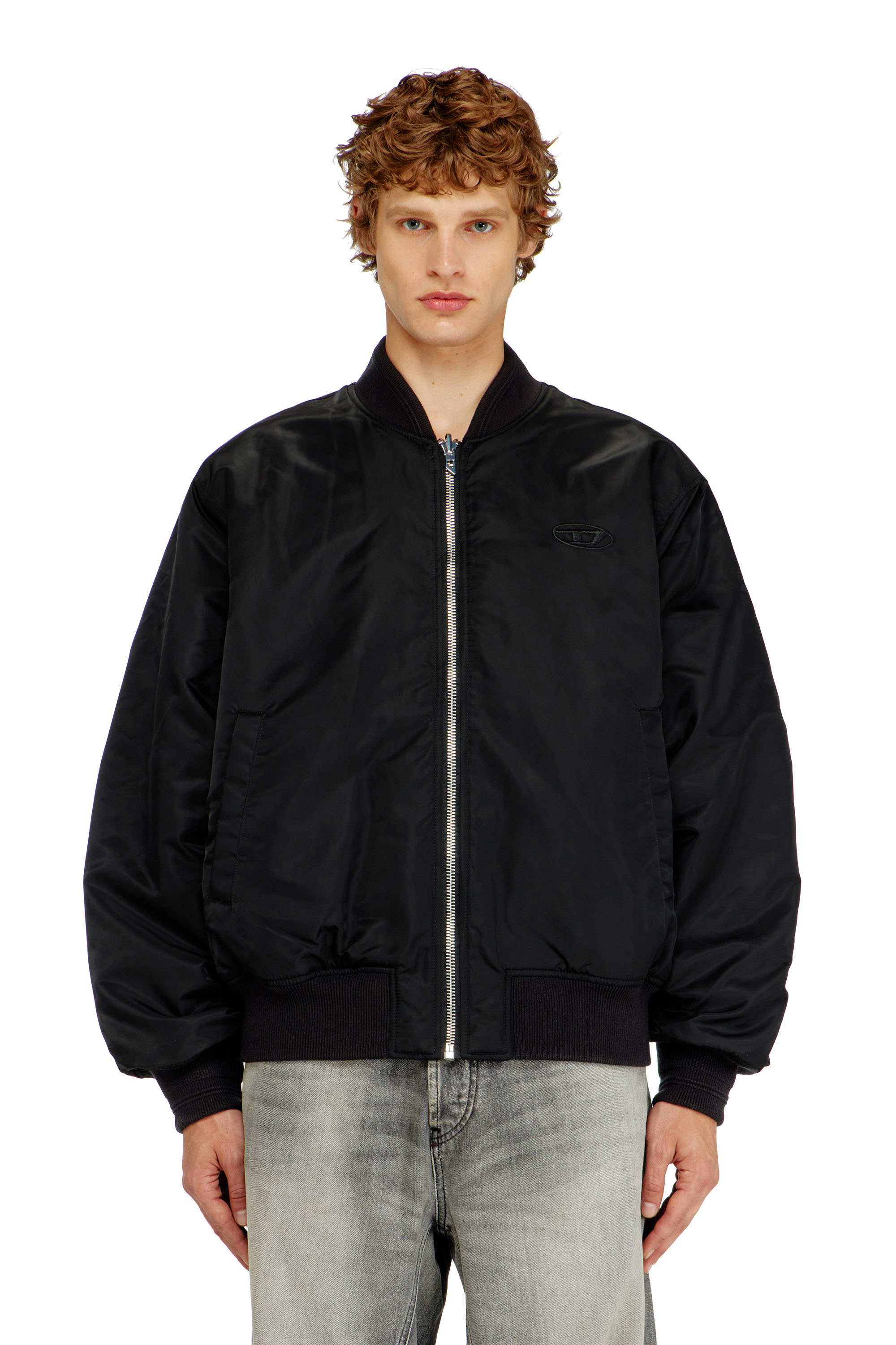 Diesel - W-TYPE-D1, Blouson aviateur rembourr&eacute; avec broderie Oval D Homme in Noir - 1