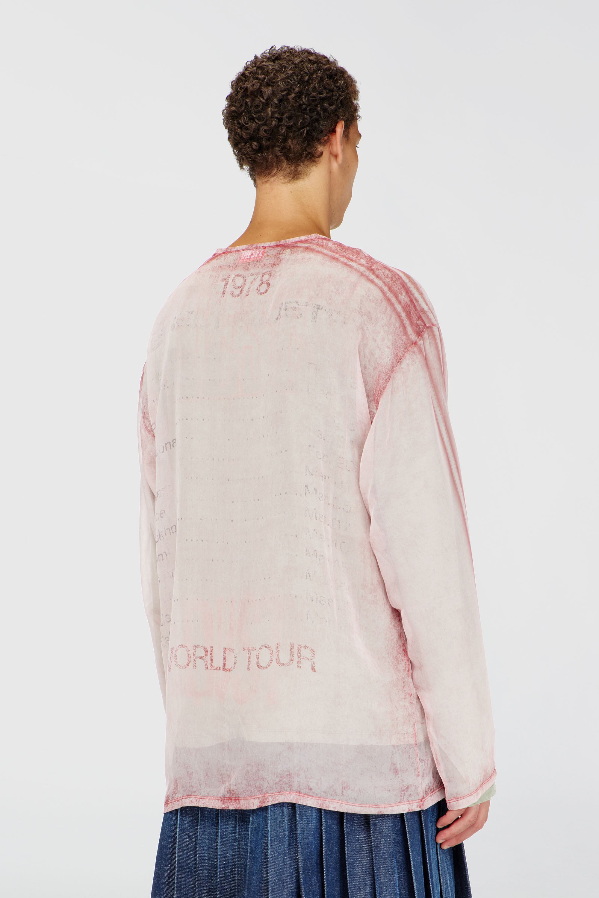 Diesel - T-DOUBLEX-LS, Top en chiffon transparent avec motif concert Homme in Rose - 4
