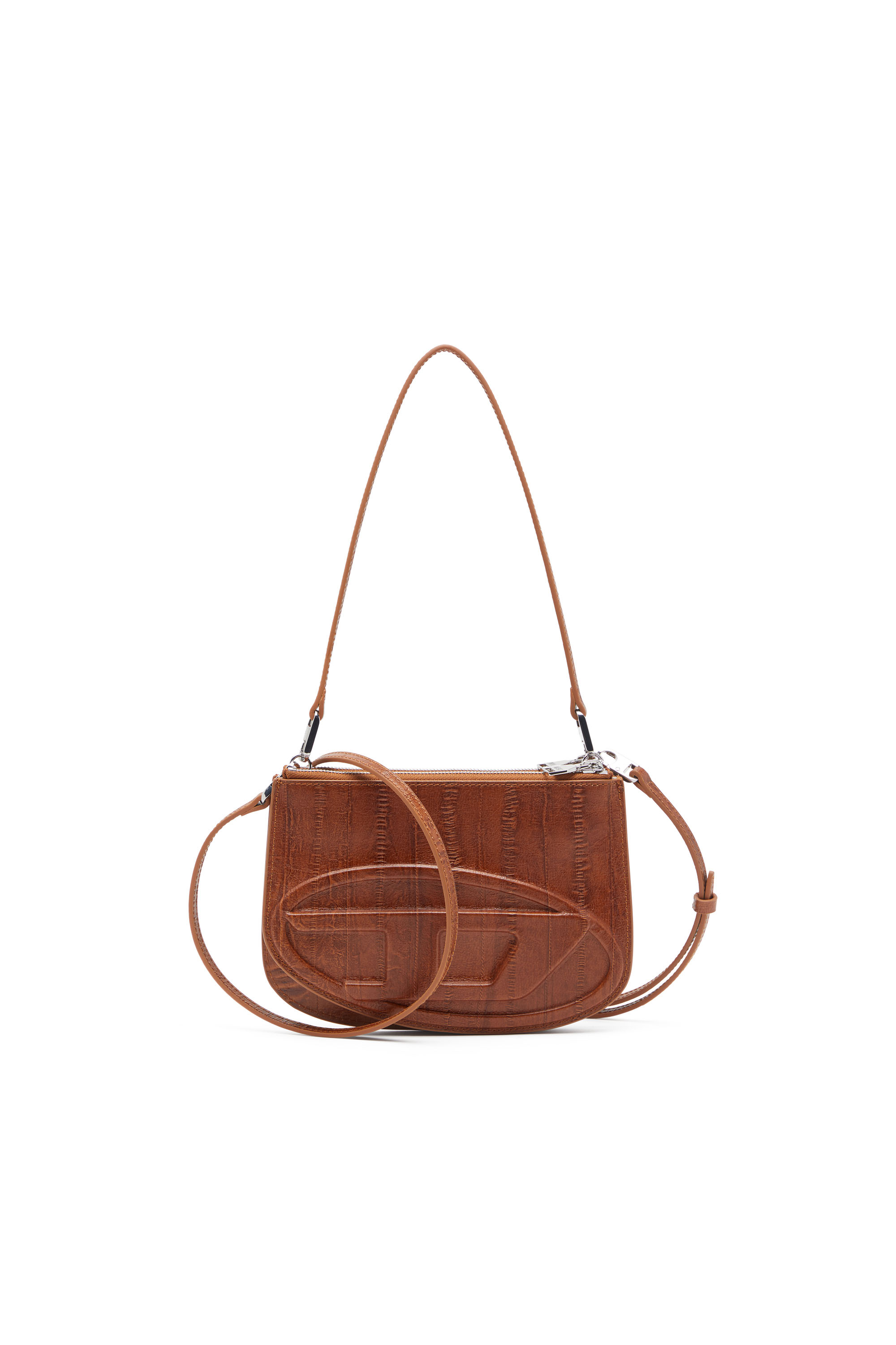 Diesel - 1DR TWIN, 1DR Twin-Sac épaule à deux pochettes en cuir imprimé Femme in Marron - 1