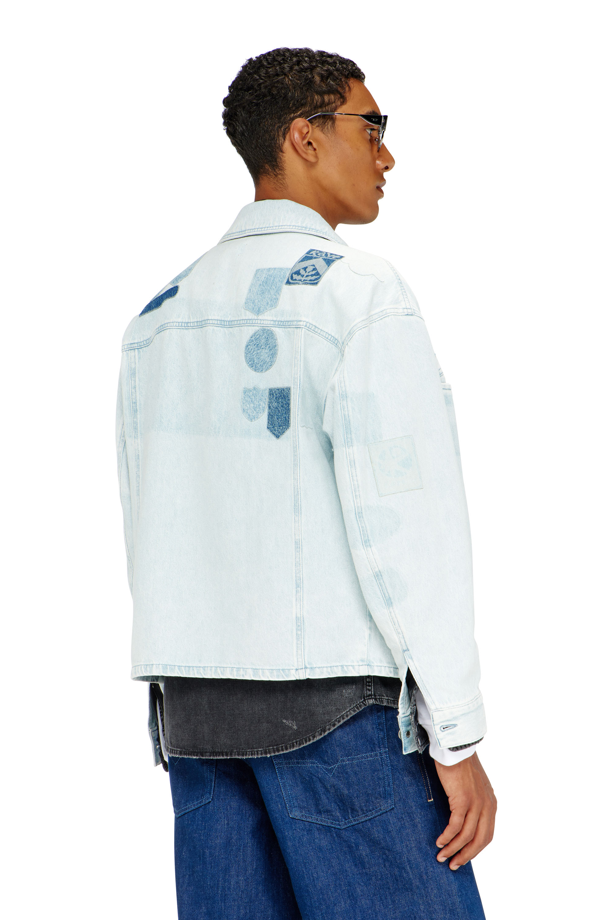Diesel - D-RYMAVO-S, Chemise en denim effet patch Mixte in Bleu - 4