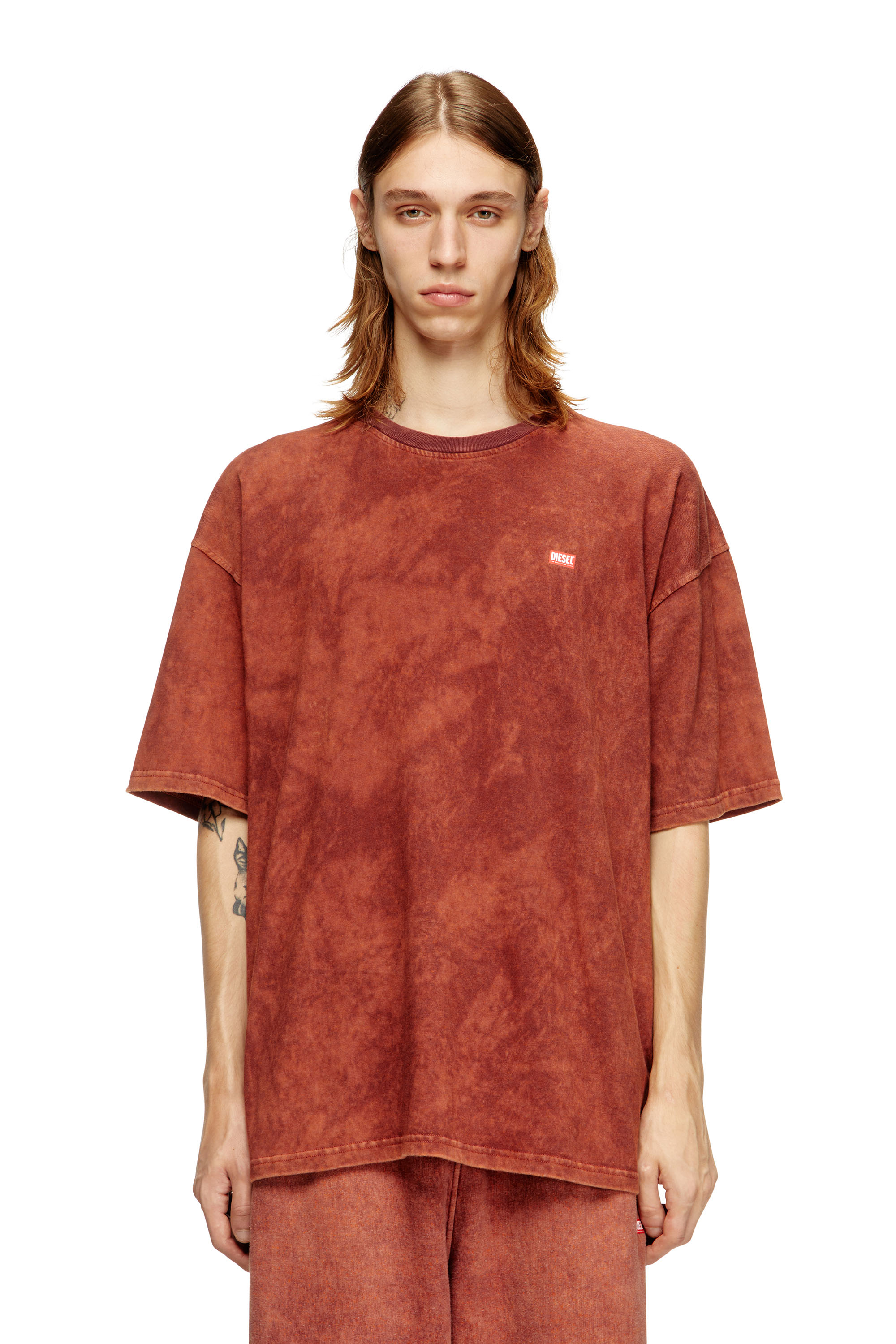 Diesel - T-BOXT-T4, T-shirt en jersey vanisé avec logo Homme in Marron - 1