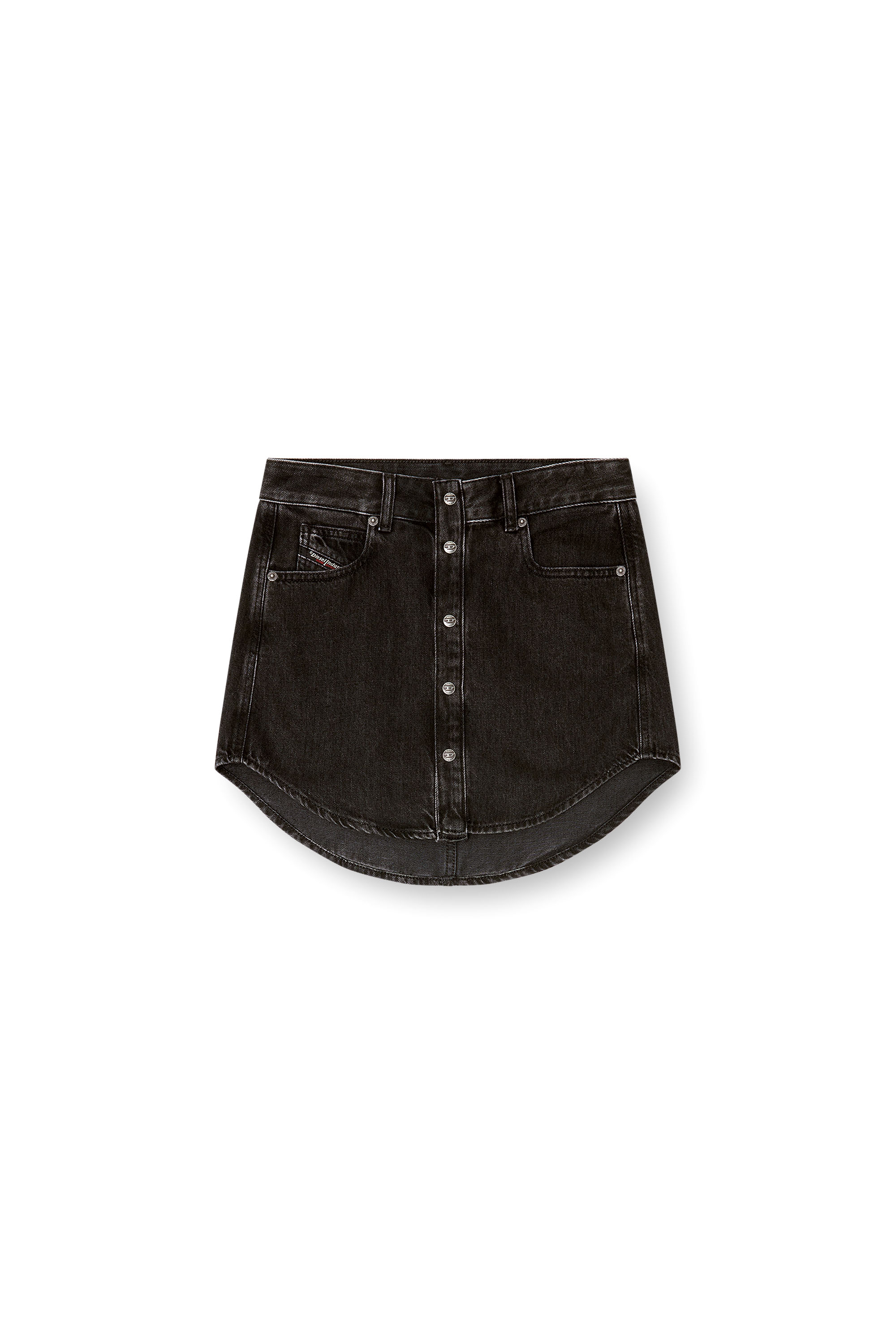 Diesel - DE-ARD, Jupe en jean avec boutons Femme in Noir - 2