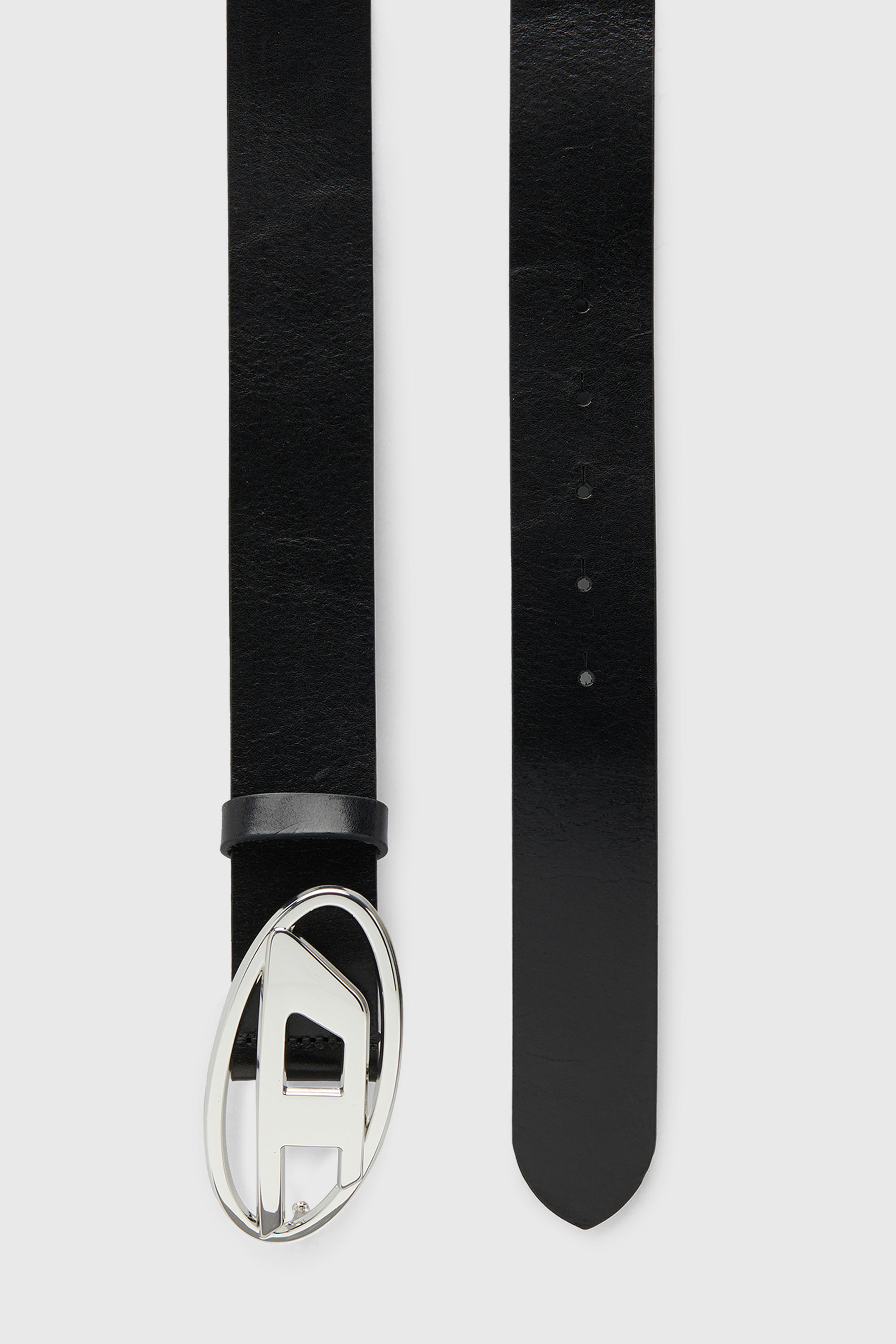 Diesel - B-1DR W, Ceinture en cuir &agrave; boucle argent&eacute;e brillante en D Femme in Noir - 3