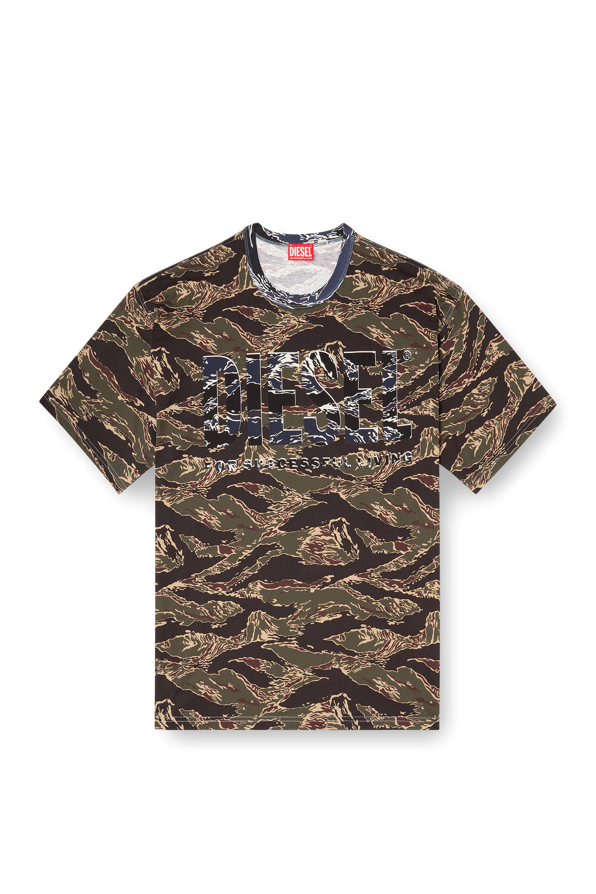 Diesel - T-BOXT-T22, T-shirt camouflage avec logo camouflage Homme in Vert - 3