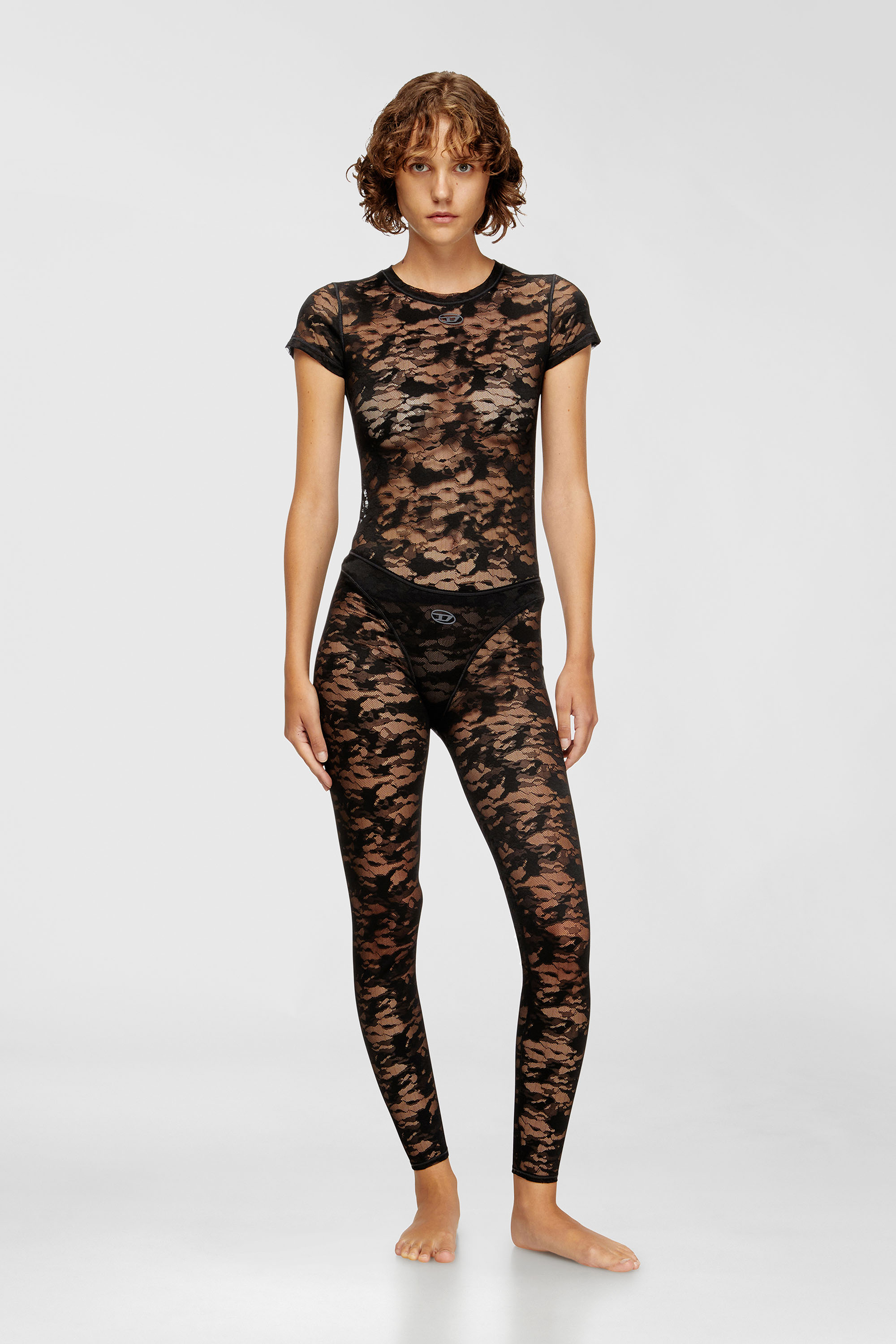 Diesel - KASIA-UTLT, T-shirt en dentelle camouflage Femme in Noir - 1