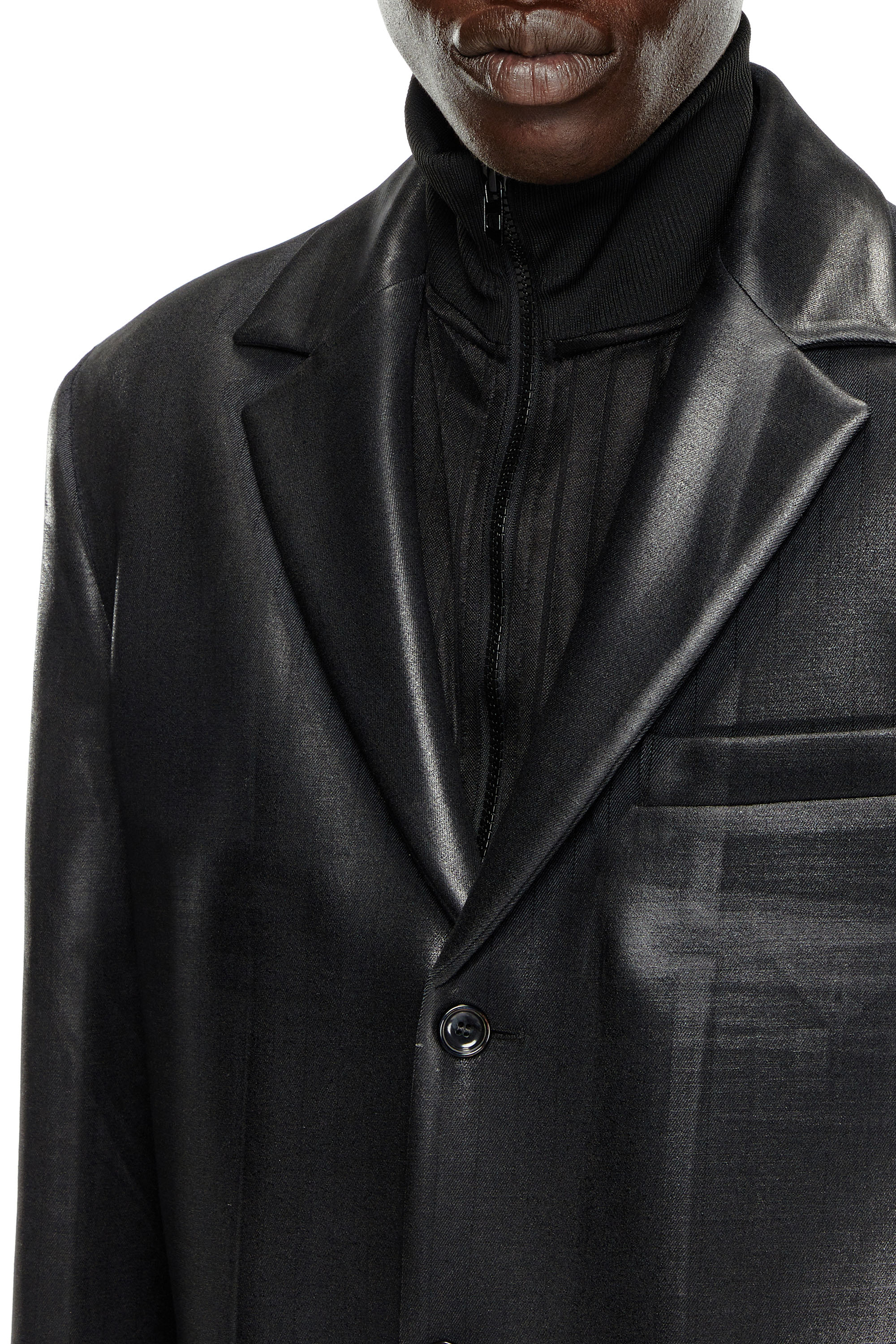 Diesel - J-DENNER, Manteau en laine fraîche à fines rayures Homme in Noir - 5