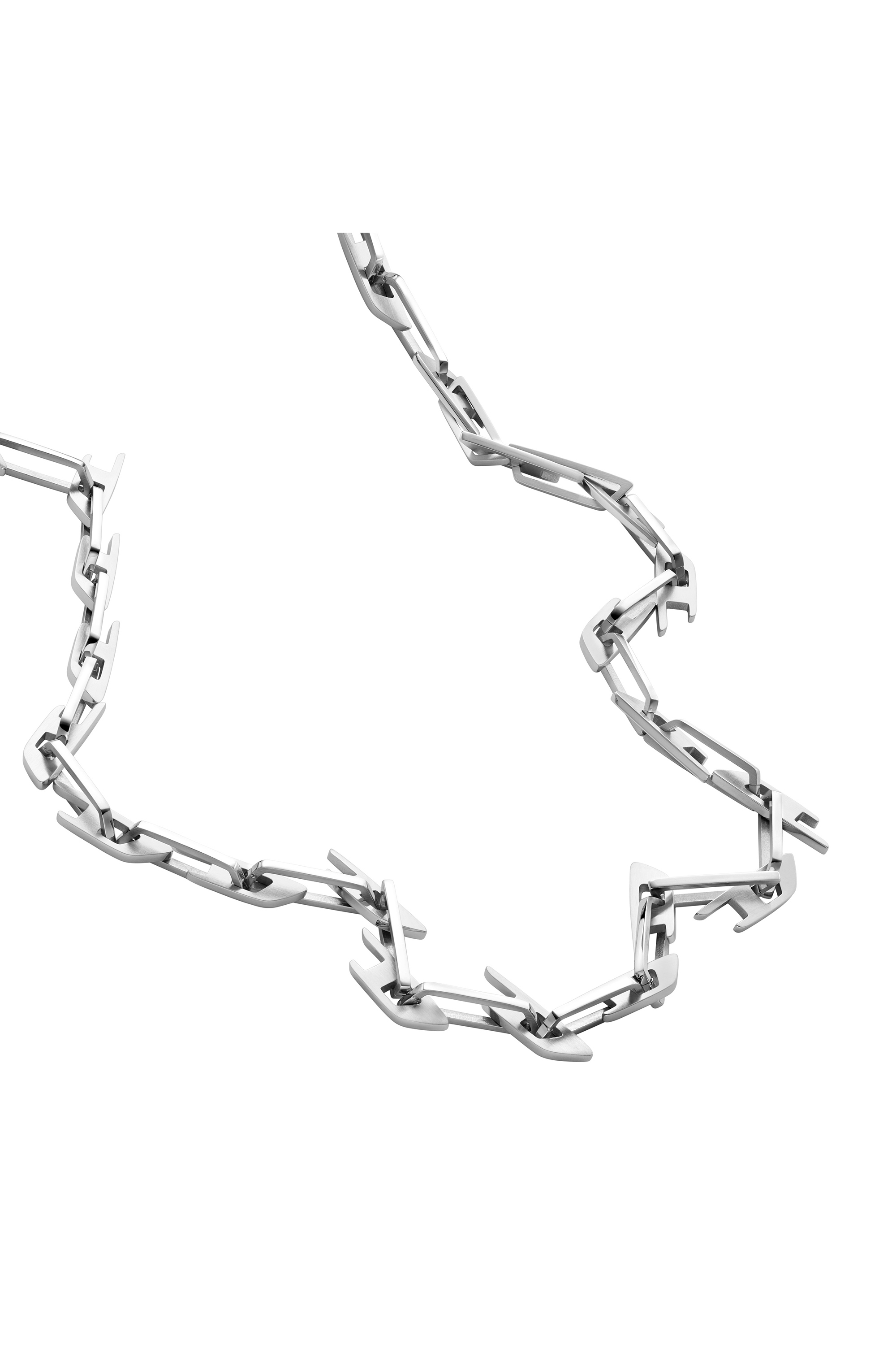 Diesel - DX1537040, Collier chaîne en acier inoxydable avec logo D entrelacé Mixte in Gris argenté - 1