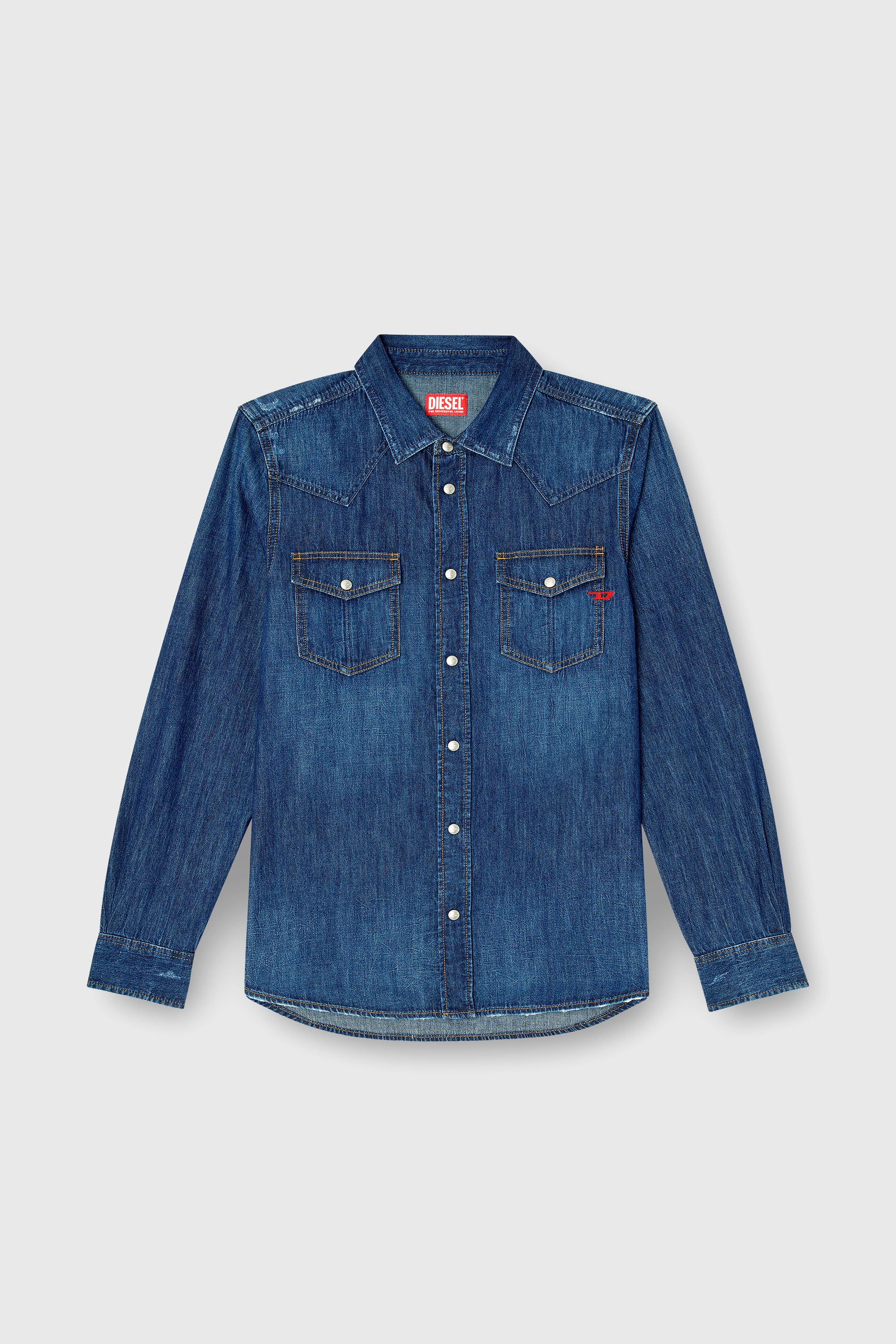 Diesel - D-VEGA, Surchemise en denim Homme in Bleu - 1