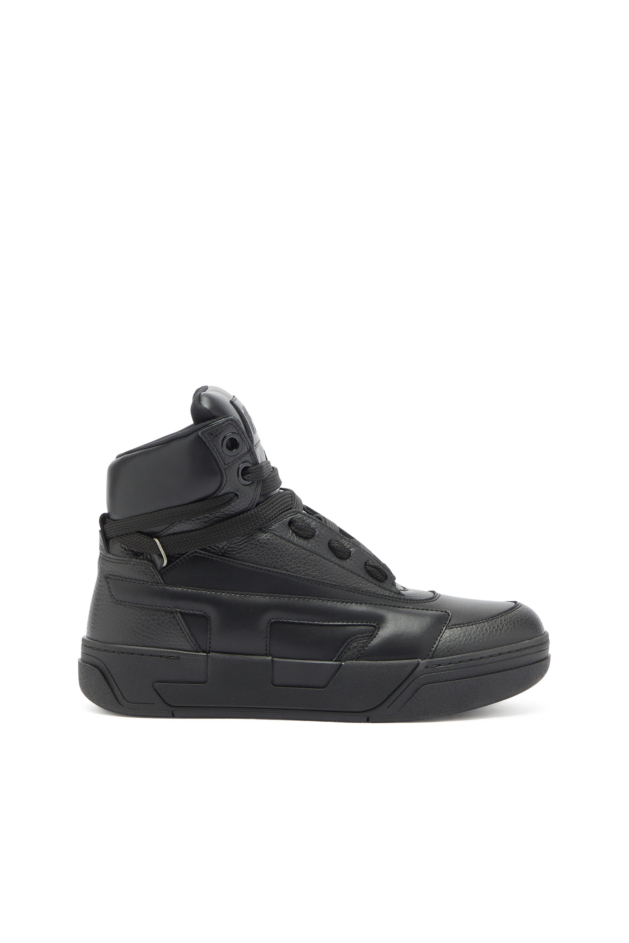 Diesel - S-D-OLLIE MID, S-D-Ollie - Sneakers montantes en cuir avec logo D Homme in Noir - 1