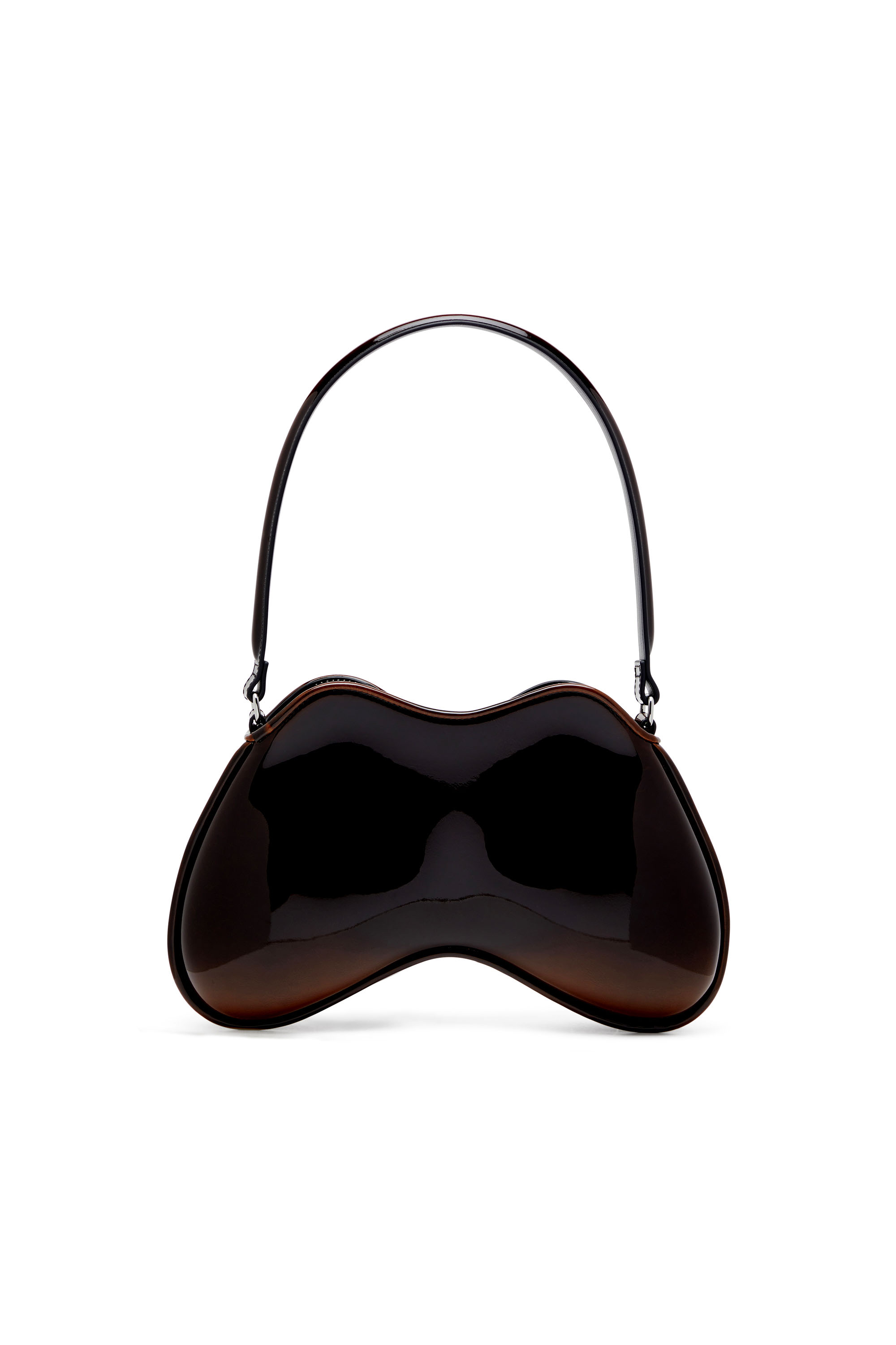 Diesel - DOUBLE-D SHOULDER, Double-D-Sac épaule rigide en PU brillant dégradé Femme in Marron - 3