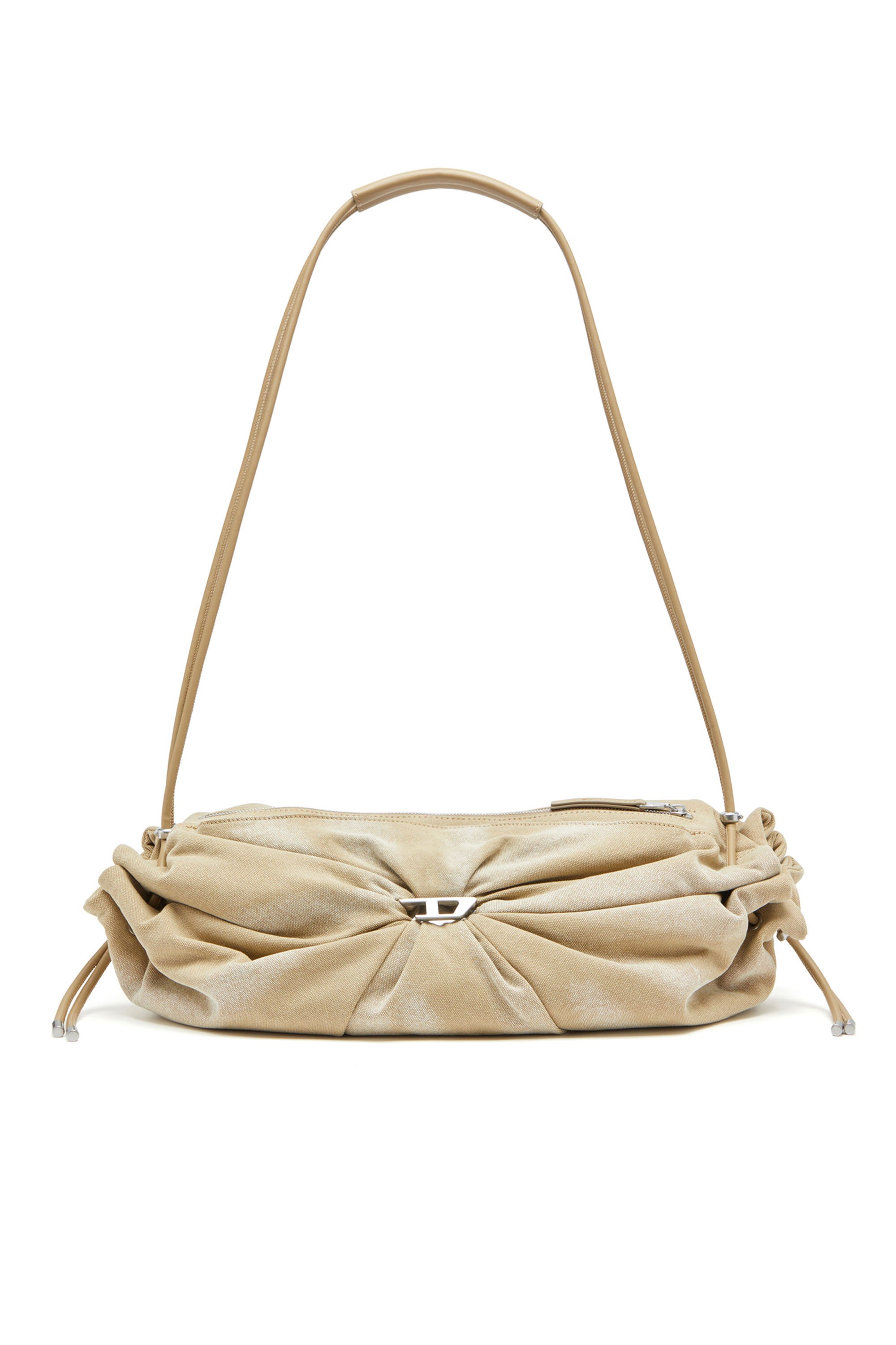 Diesel - SCRUNCH-D CROSSBODY L, Scrunch-D L-Sac polochon froissé en toile traitée Femme in Beige - 1