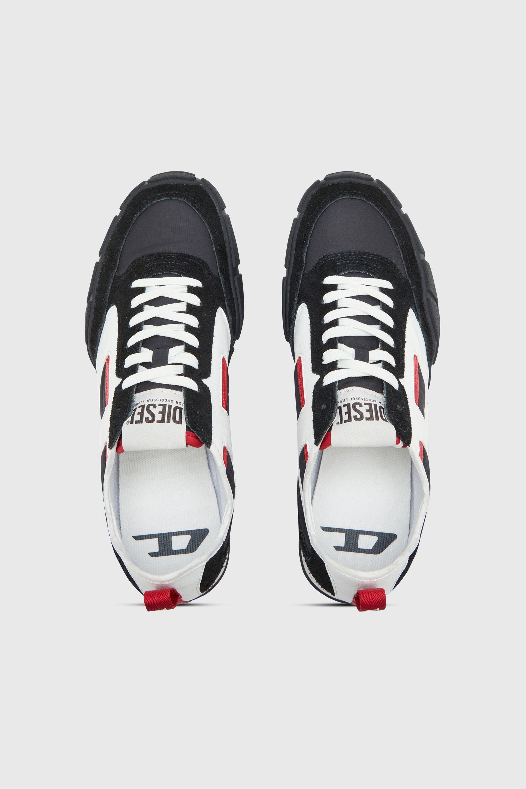 Diesel - S-PAGODHA LOW, Man's S-Pagodha-Sneakers in leather, suede and ripstop in Black/Red - 4