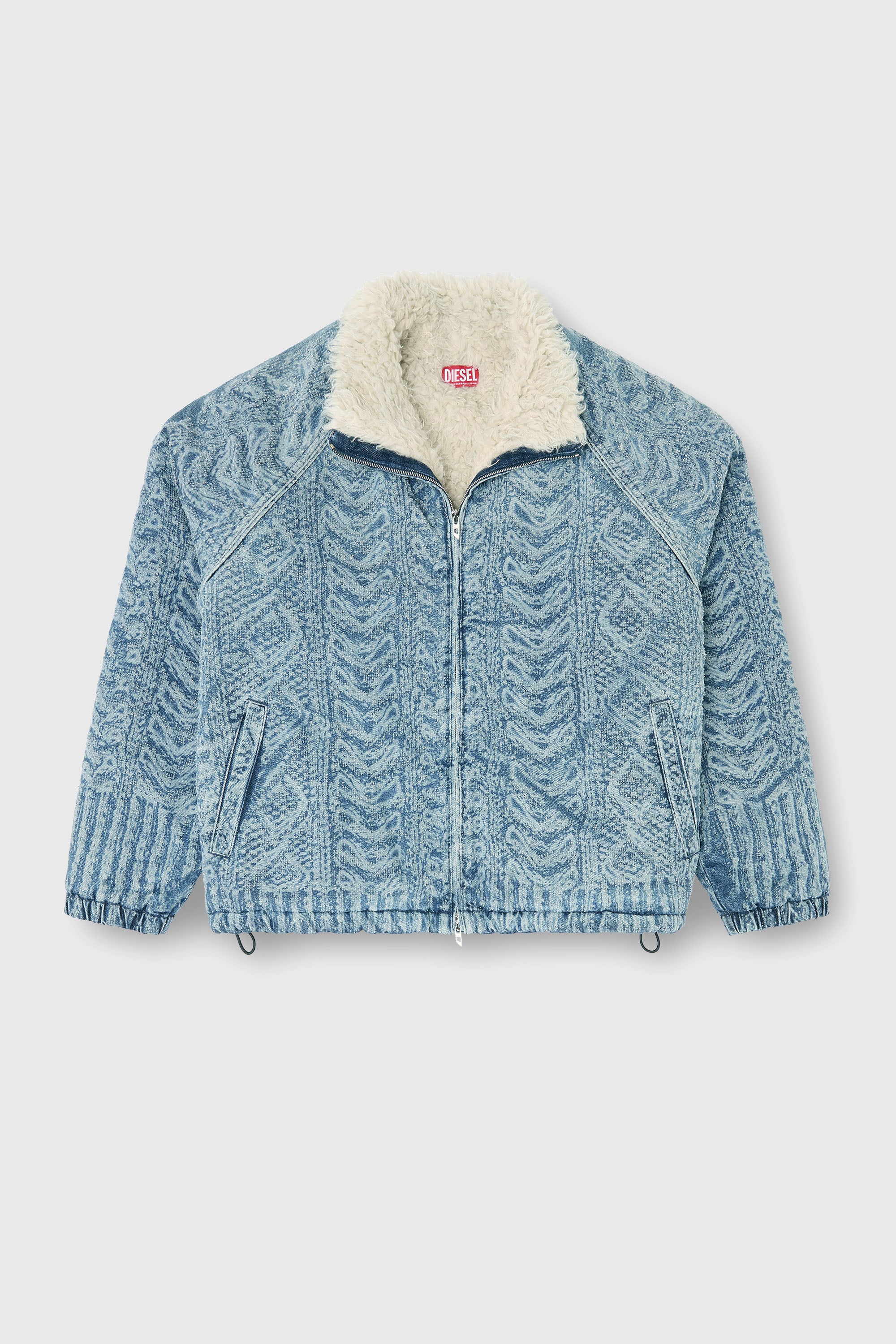 Diesel - D-KRAPS-S, Veste en denim effet maille torsad&eacute;e Homme in Bleu - 2