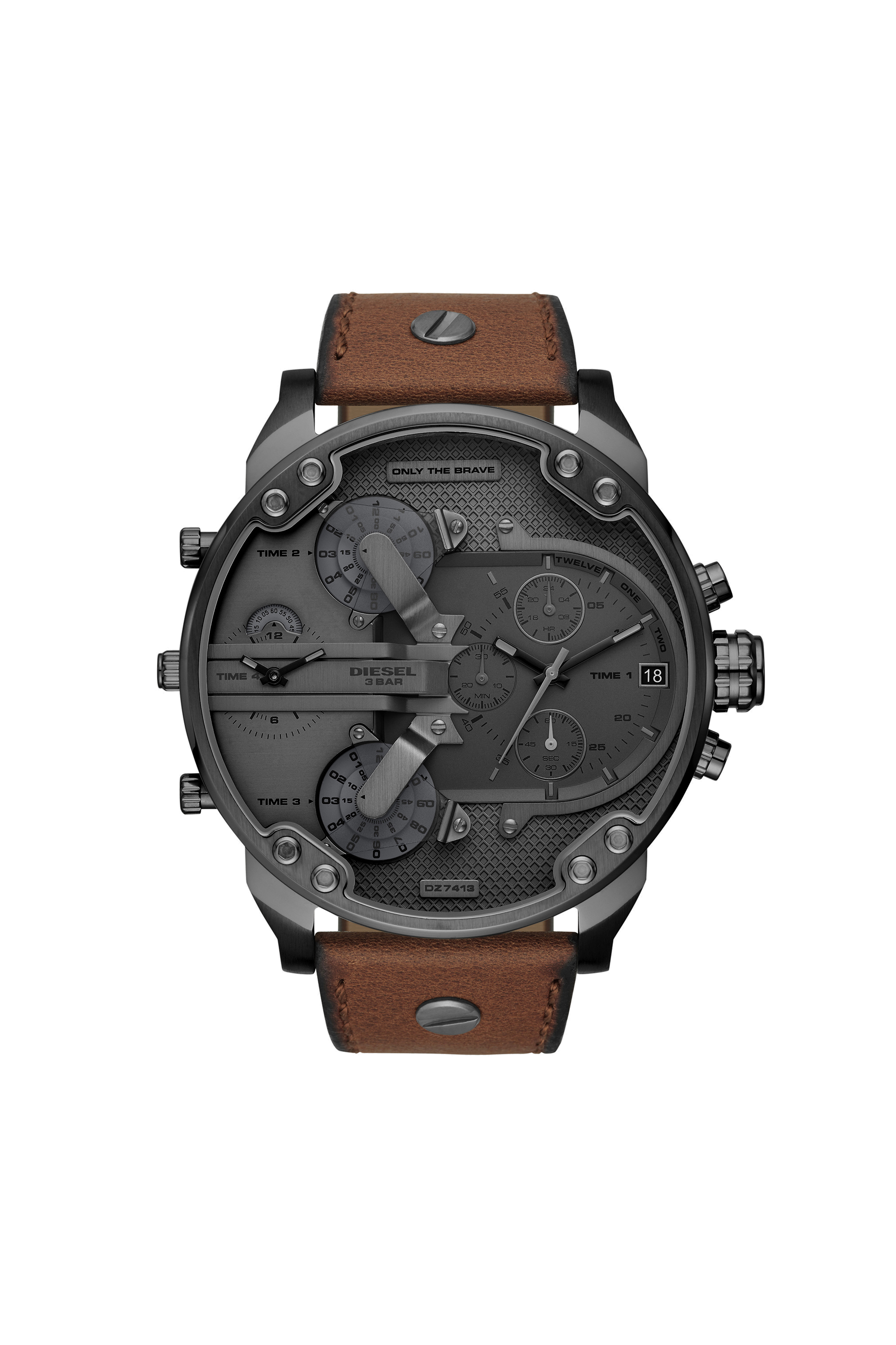 Diesel - DZ7413, Mr. Daddy 2.0 montre chronographe en cuir marron Homme in Marron - 1