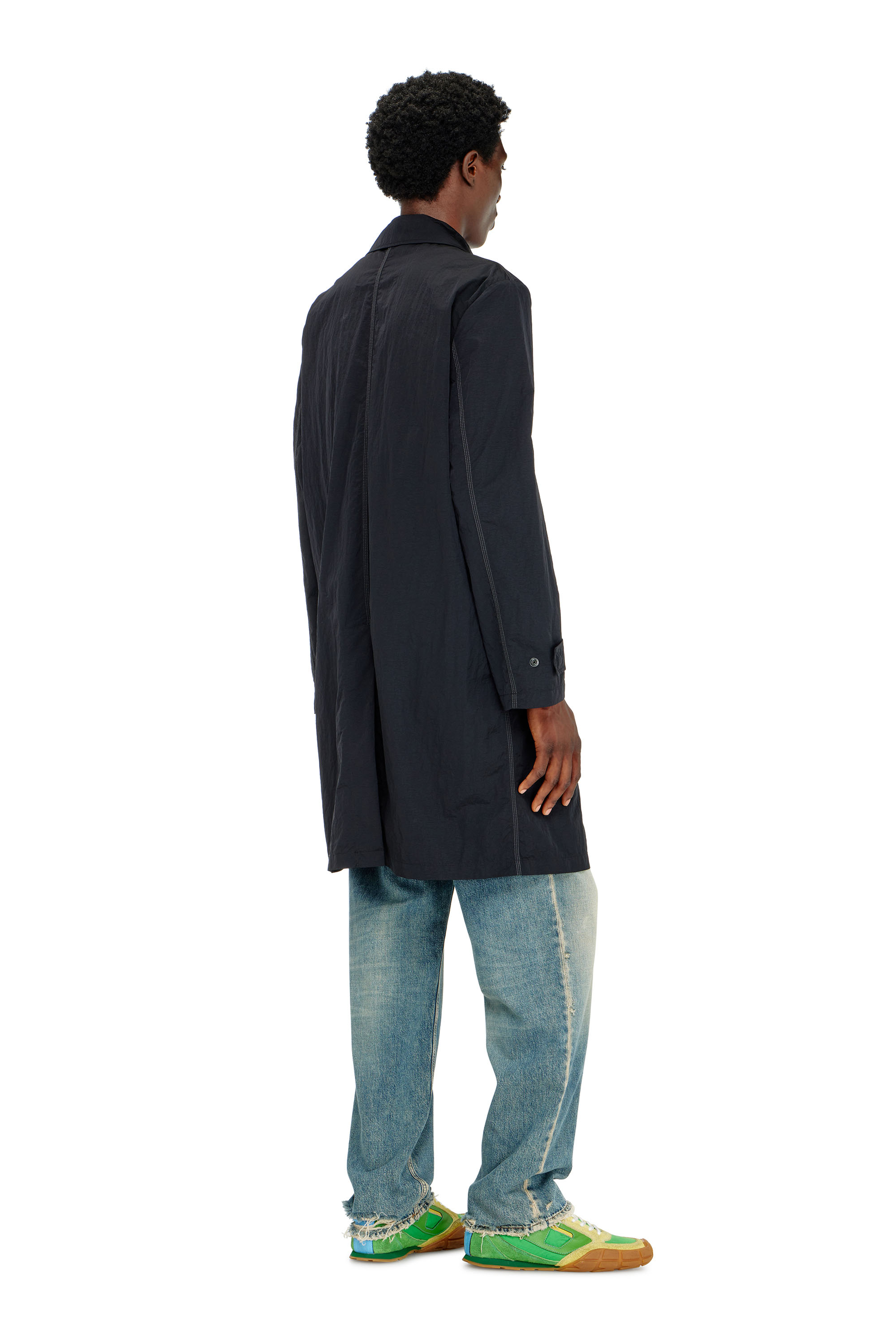 Diesel - J-BURHAT, Man's Nylon coat with shiny crinkle finish in Black - 4