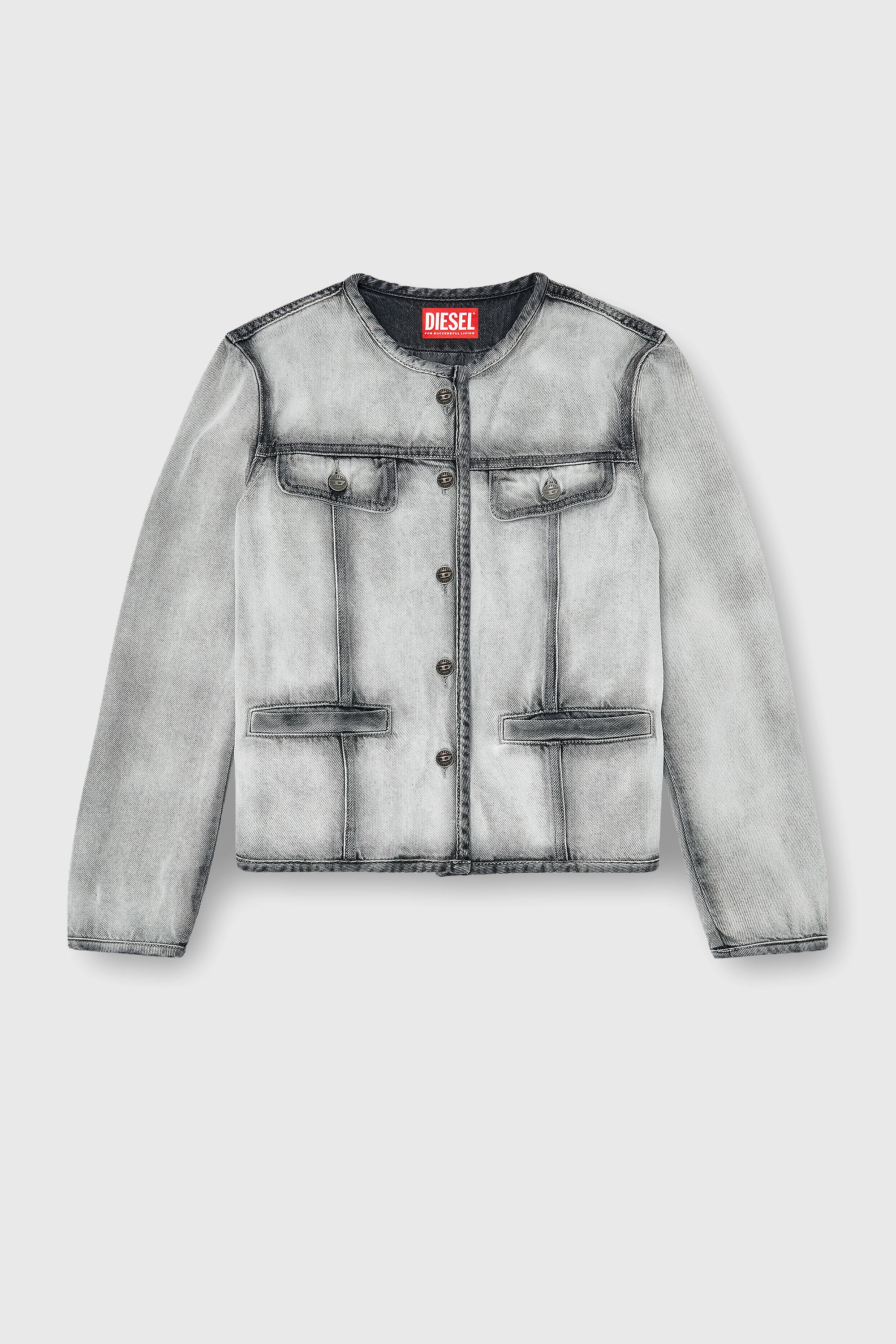 Diesel - DE-GRAFY-FSI, Veste en denim skeleton doux Femme in Gris - 2