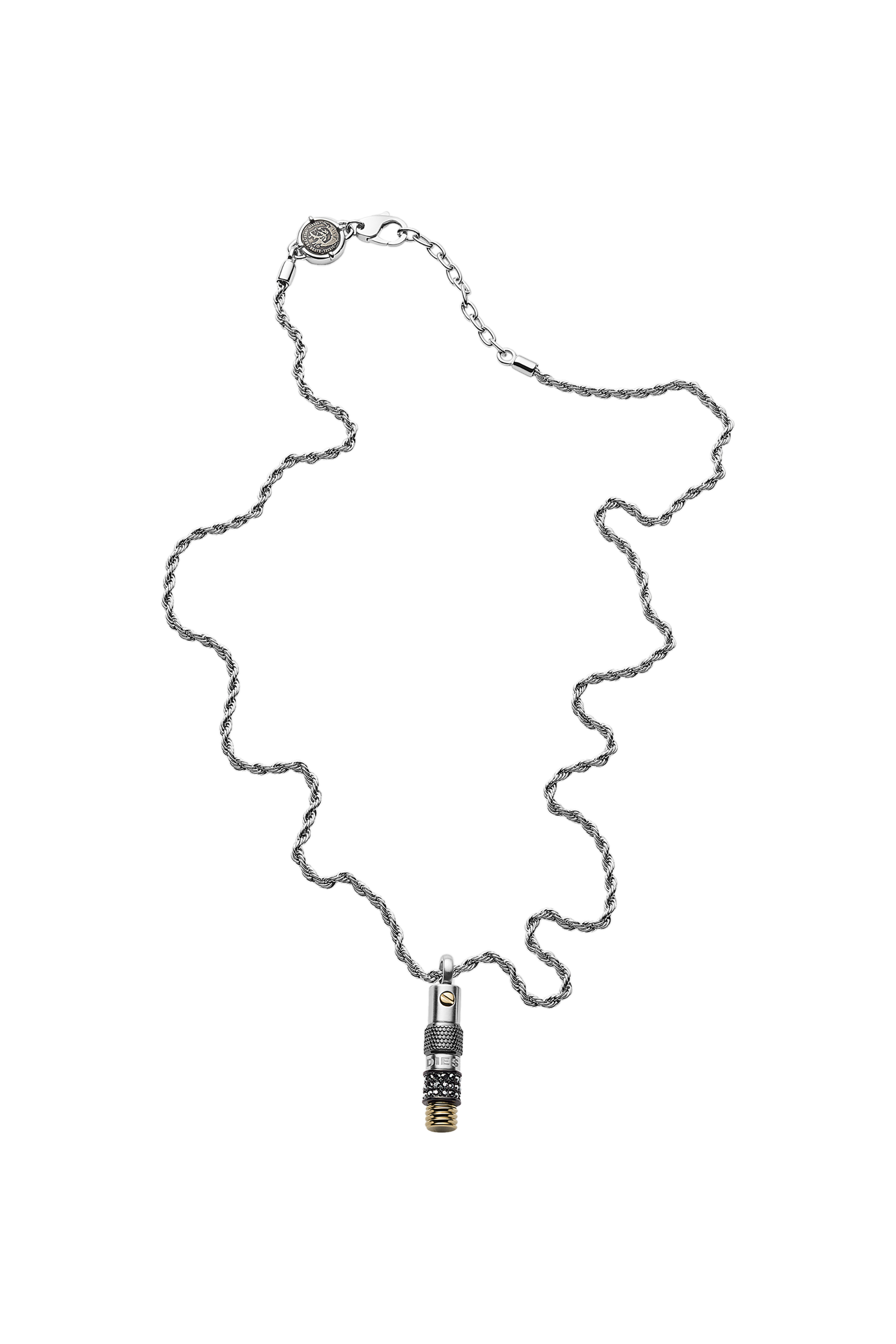 Diesel - DX1224, Collier en acier inoxydable avec pendentif en pierre semi-précieuse Homme in Gris argenté - 2