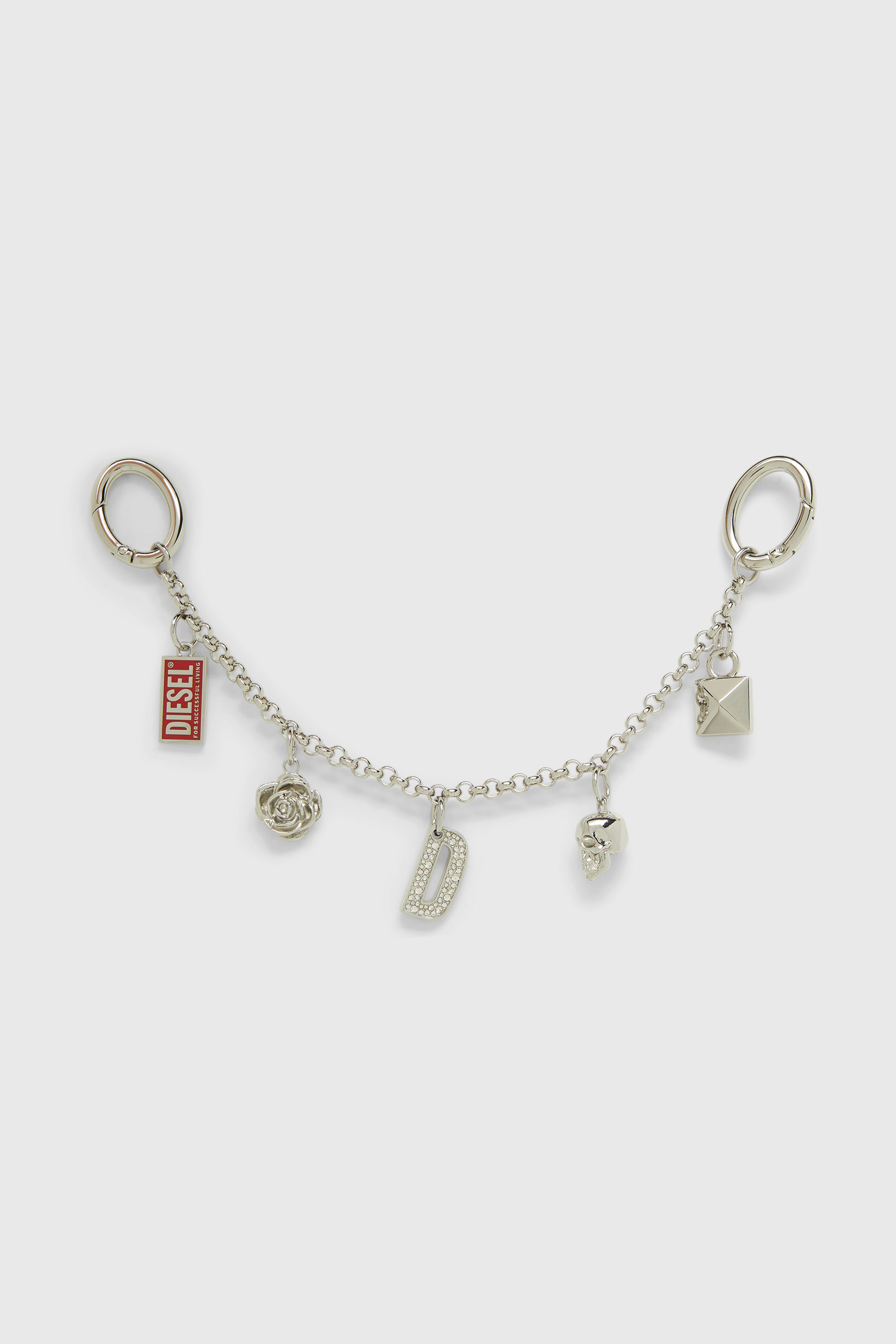Diesel - CHAIN-D II S, Cha&icirc;ne en m&eacute;tal avec pendentifs iconiques Femme in Gris argent&eacute; - 1