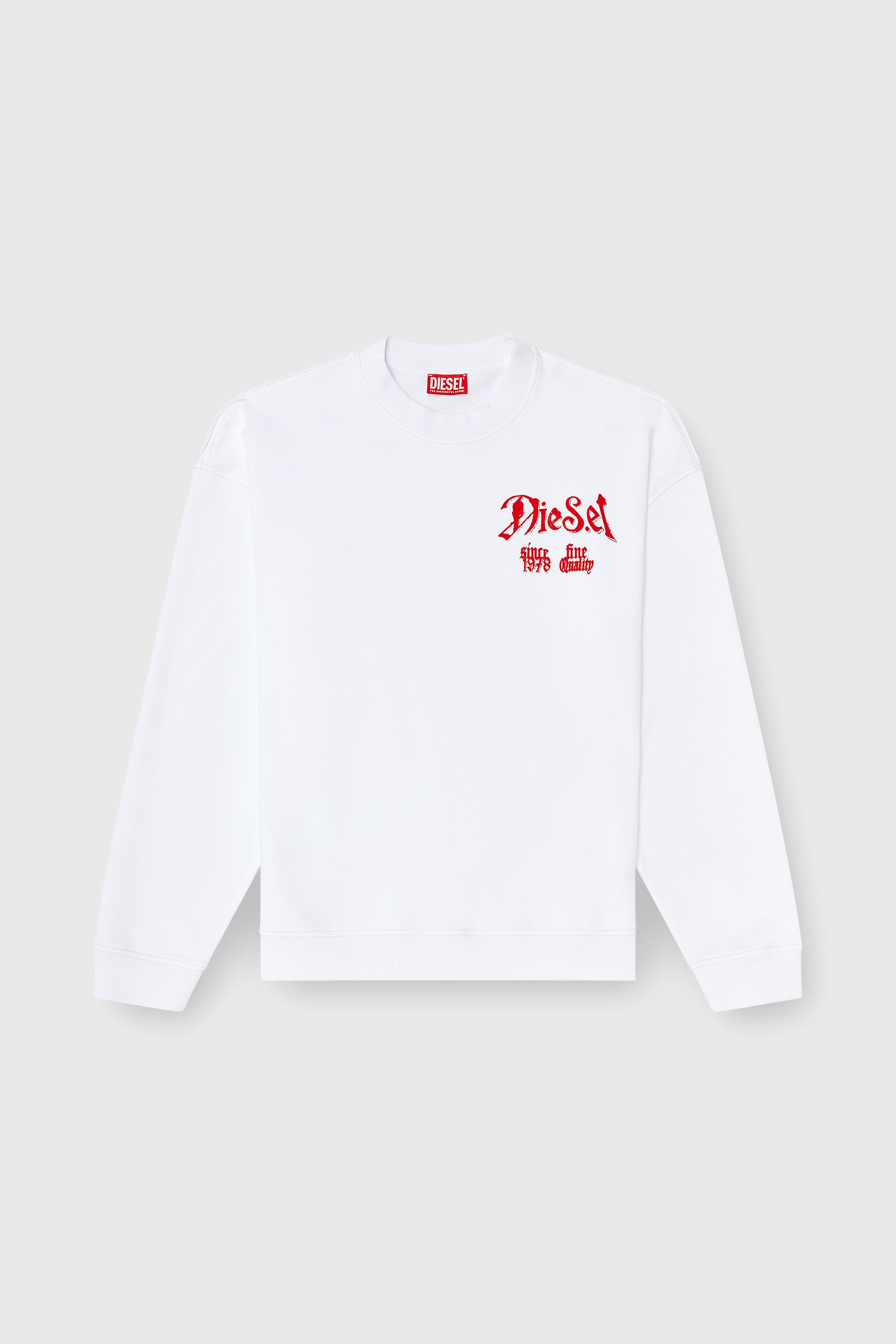 Diesel - S-BOXT-AA2, Sweat-shirt en coton avec motifs floqu&eacute;s Homme in Blanc - 2